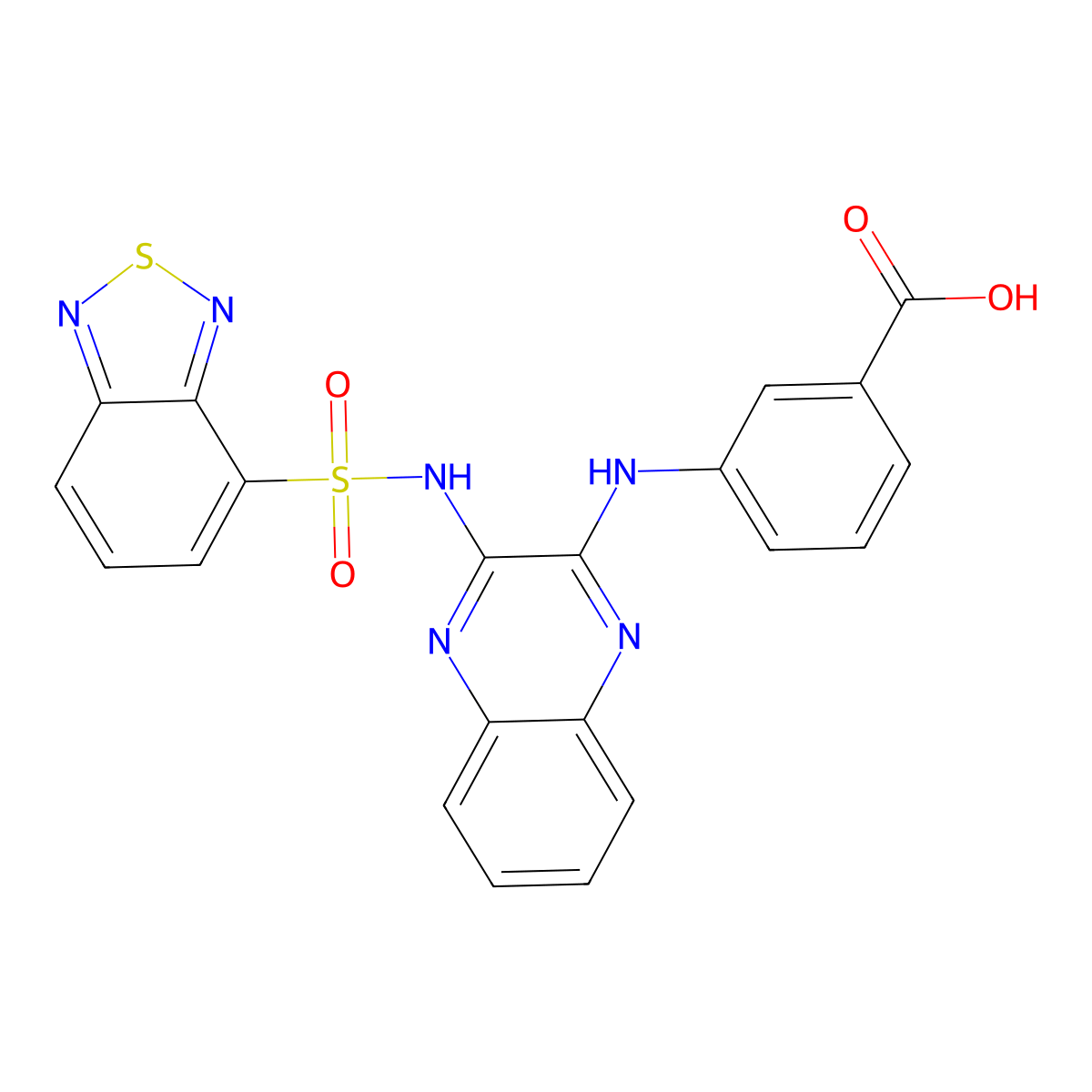 3-[[3-(2,1,3-Benzothiadiazol-4-ylsulfonylamino)quinoxalin-2-yl]amino]benzoic acid molecular structure, CAS 1004717-69-4