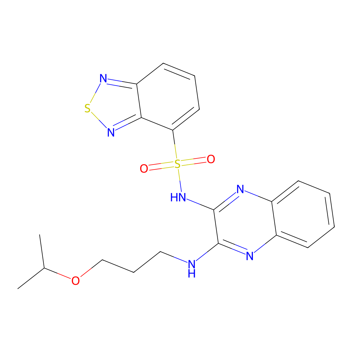 N-(3-((3-isopropoxypropyl)amino)quinoxalin-2-yl)benzo[c][1,2,5]thiadiazole-4-sulfonamide molecular structure, CAS 1004717-76-3
