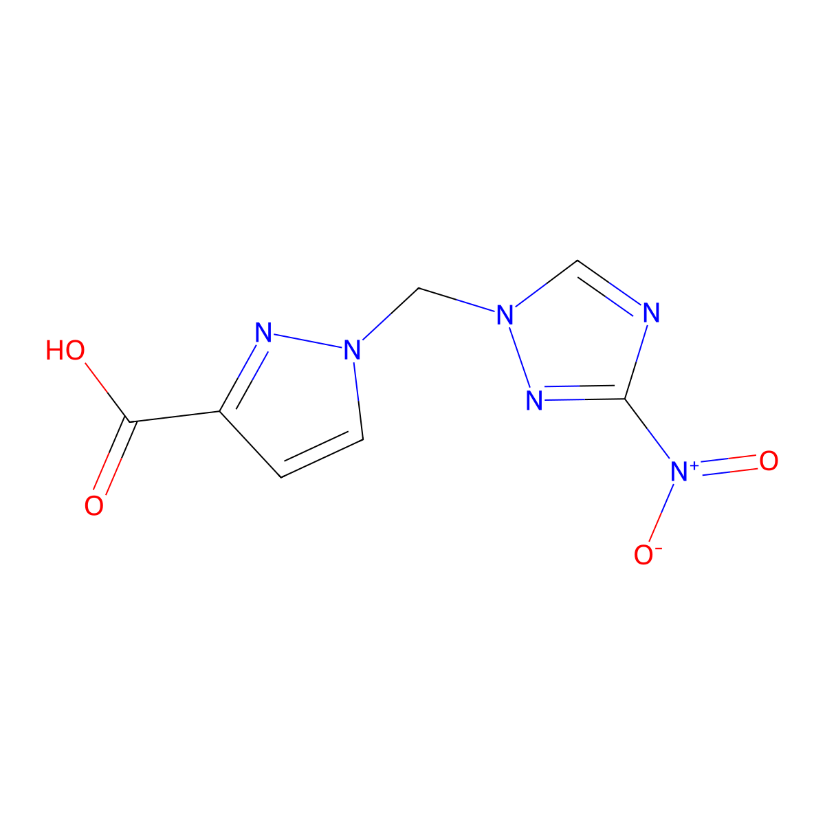 1-[(3-nitro-1H-1,2,4-triazol-1-yl)methyl]-1H-pyrazole-3-carboxylic acid molecular structure, CAS 1004727-49-4