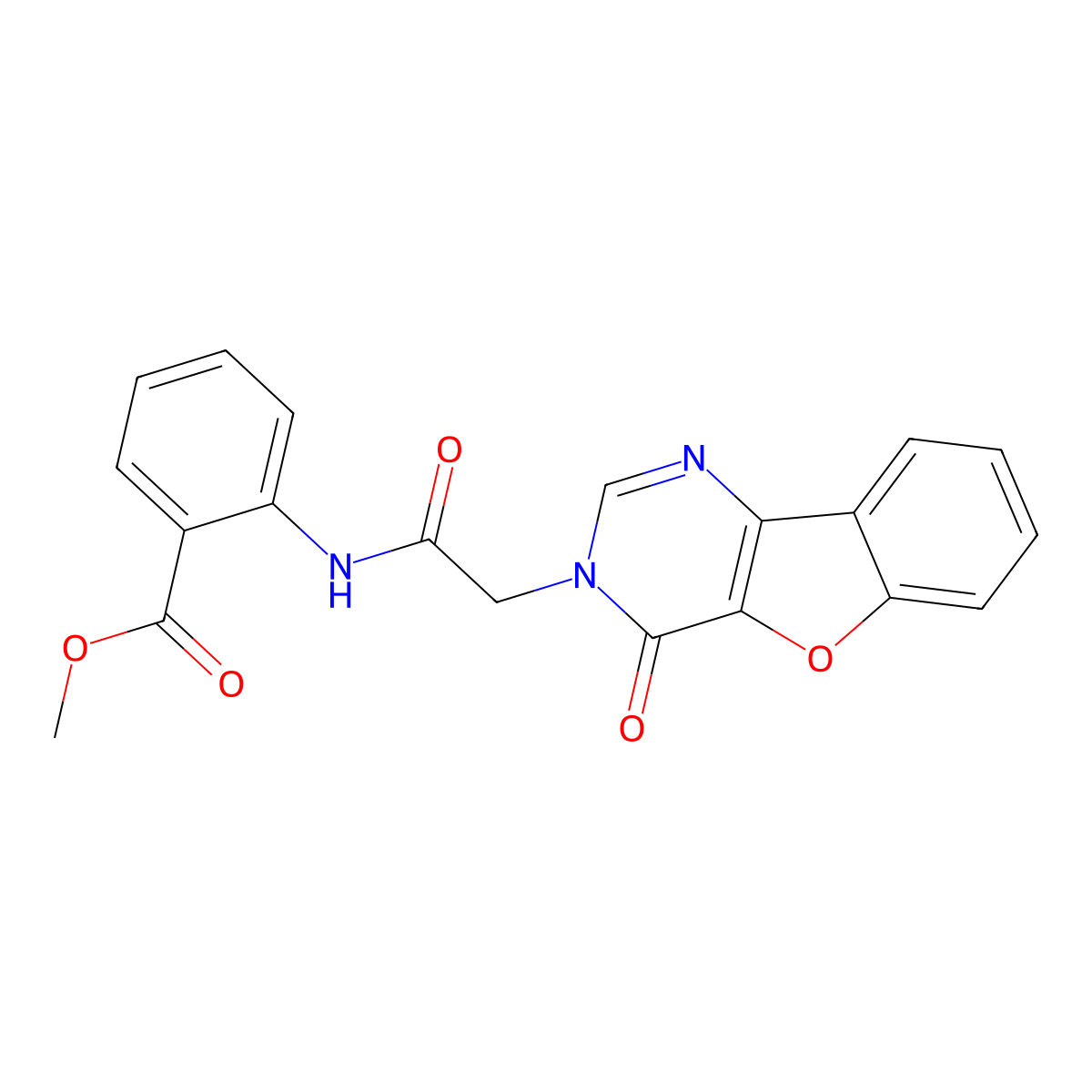 methyl 2-(2-(4-oxobenzofuro[3,2-d]pyrimidin-3(4H)-yl)acetamido)benzoate molecular structure, CAS 1004742-04-4