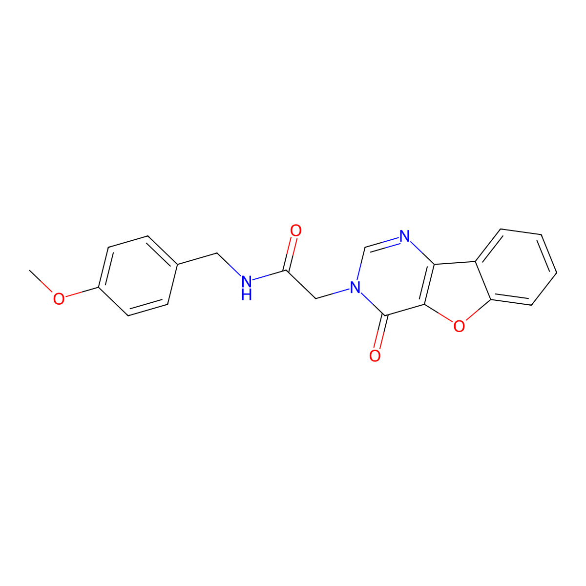 N-[(4-methoxyphenyl)methyl]-2-(4-oxo-[1]benzofuro[3,2-d]pyrimidin-3-yl)acetamide molecular structure, CAS 1004742-55-5