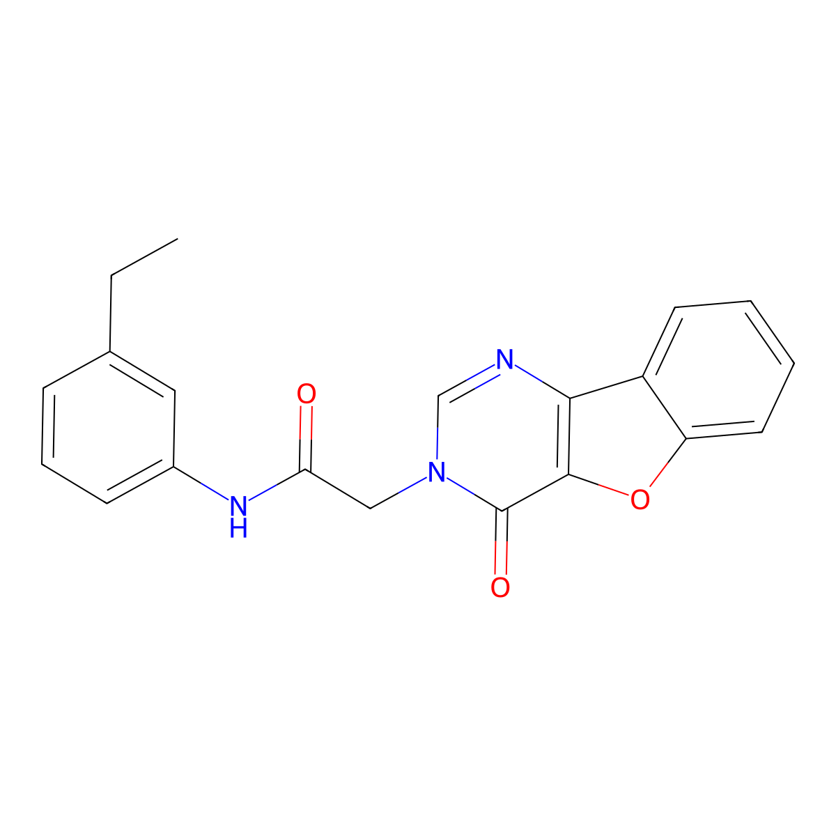 N-(3-ethylphenyl)-2-(4-oxo-[1]benzofuro[3,2-d]pyrimidin-3-yl)acetamide molecular structure, CAS 1004742-76-0