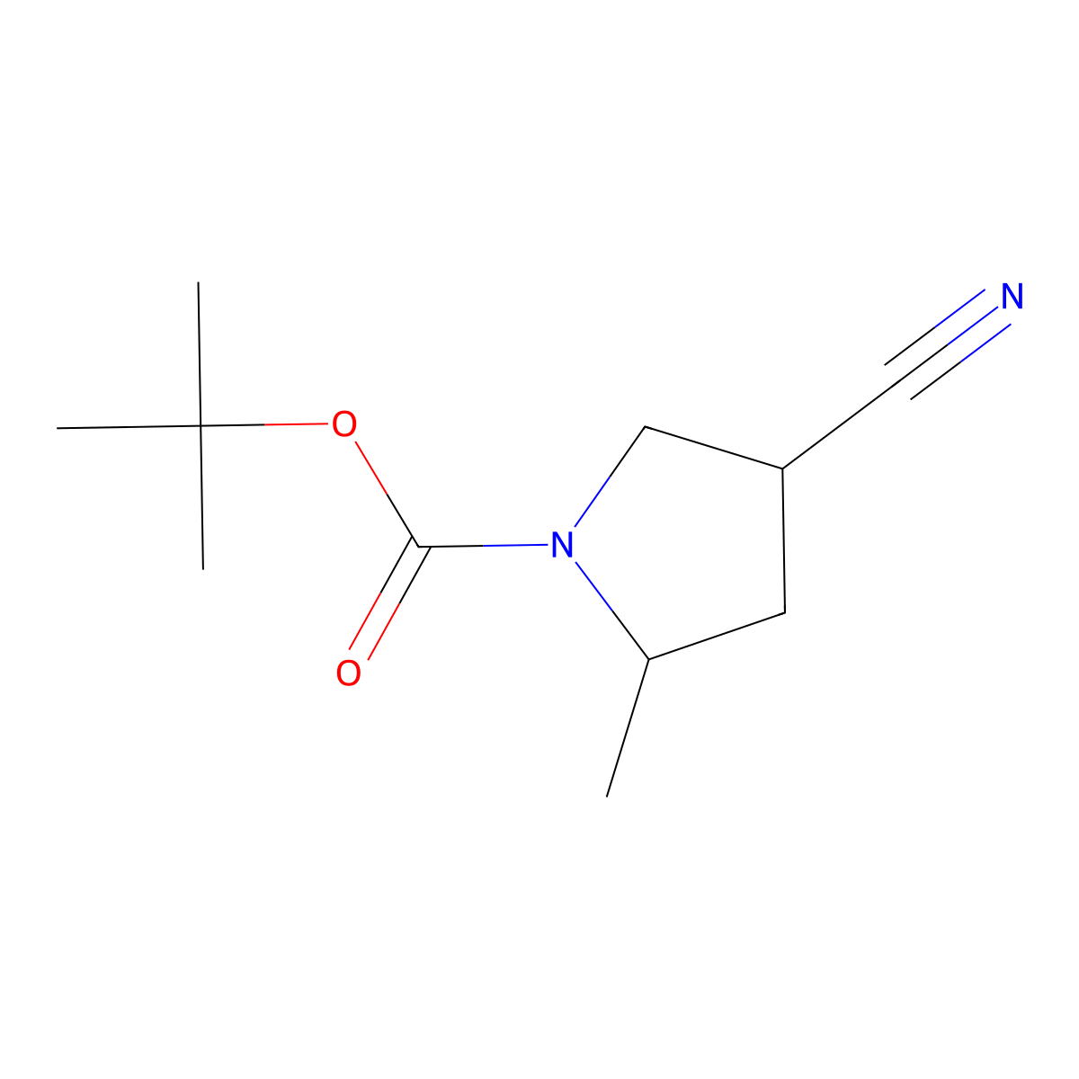 tert-butyl (2S,4S)-4-cyano-2-methyl-pyrrolidine-1-carboxylate molecular structure, CAS 1004750-57-5