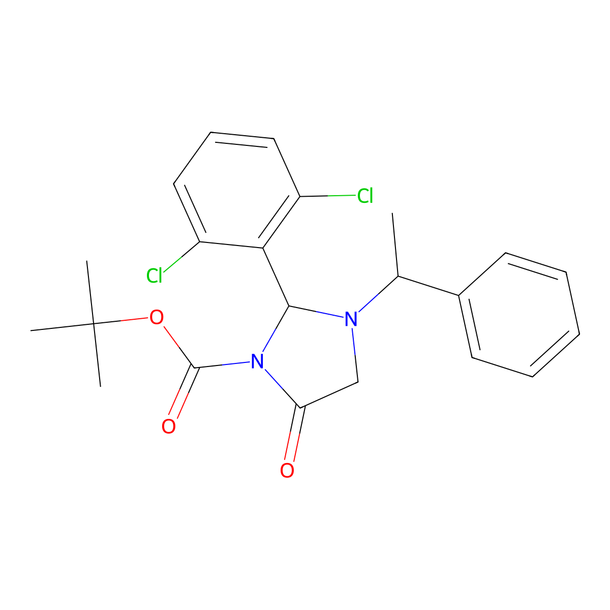 tert-Butyl (R)-2-(2,6-Dichlorophenyl)-5-oxo-3-[(R)-1-phenylethyl]imidazolidine-1-carboxylate molecular structure, CAS 1004755-00-3