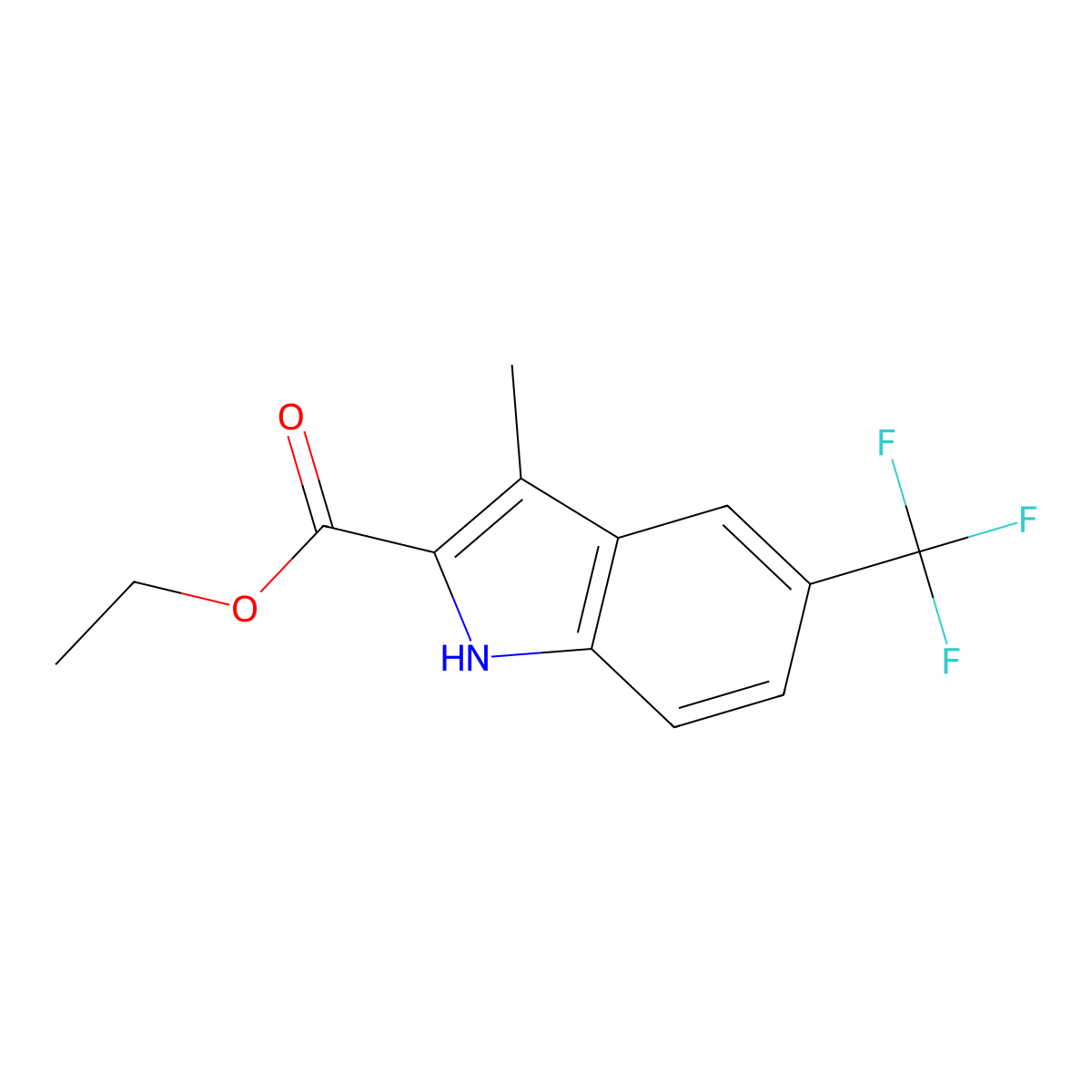 Ethyl 3-methyl-5-(trifluoromethyl)-1H-indole-2-carboxylate molecular structure, CAS 1004758-61-5