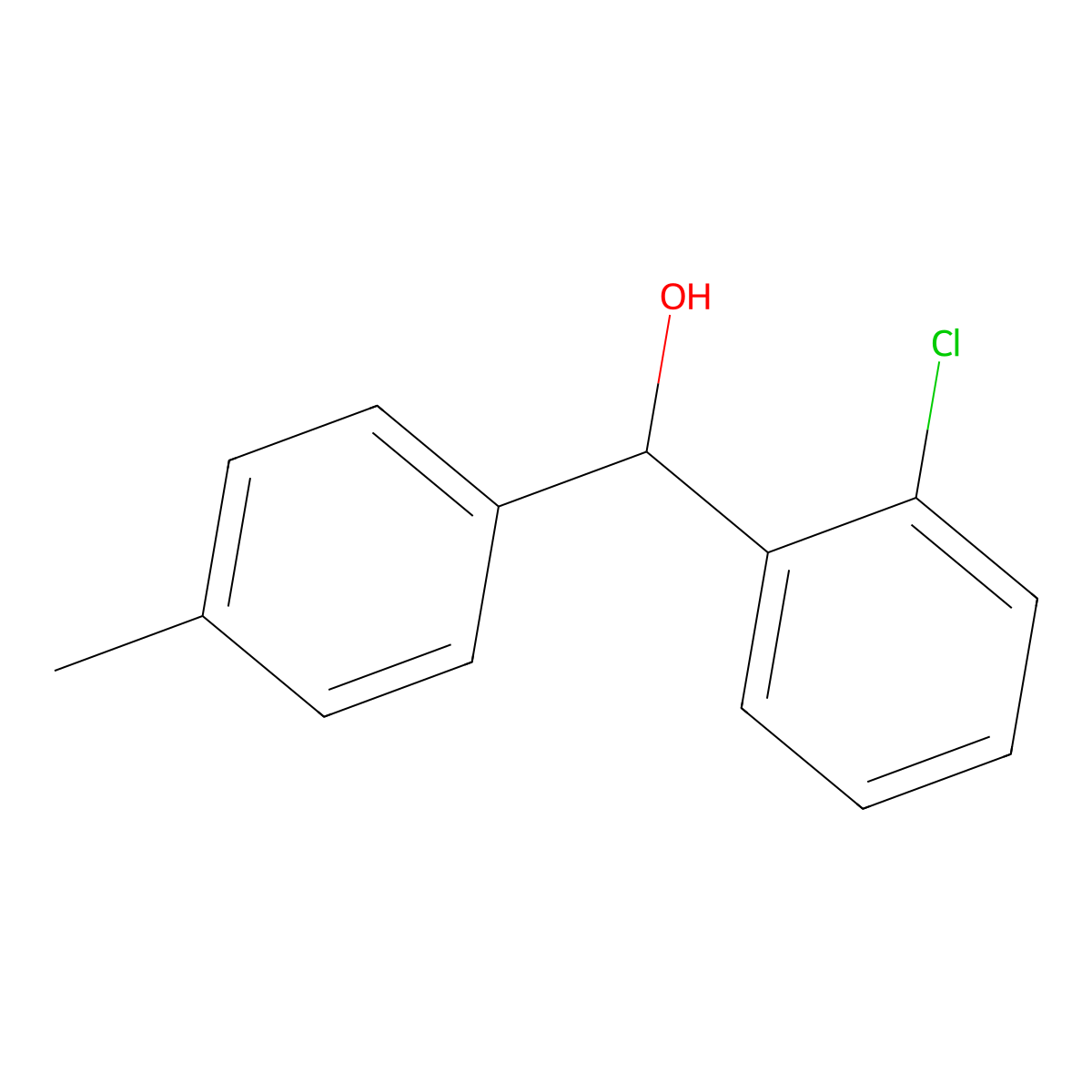 (2-Chlorophenyl)(4-methylphenyl)methanol molecular structure, CAS 100476-12-8