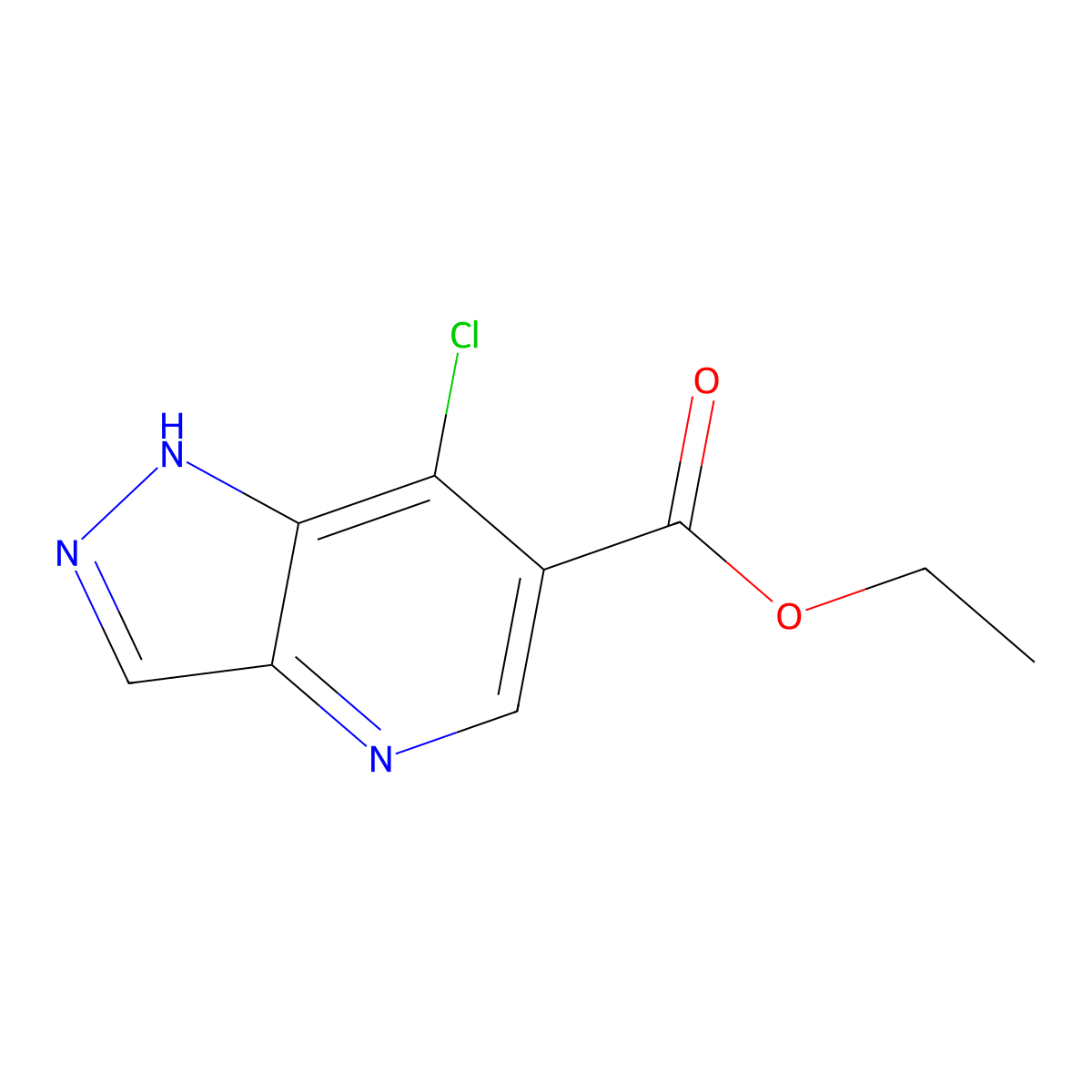 Ethyl 7-chloro-1H-pyrazolo[4,3-B]pyridine-6-carboxylate molecular structure, CAS 100478-04-4