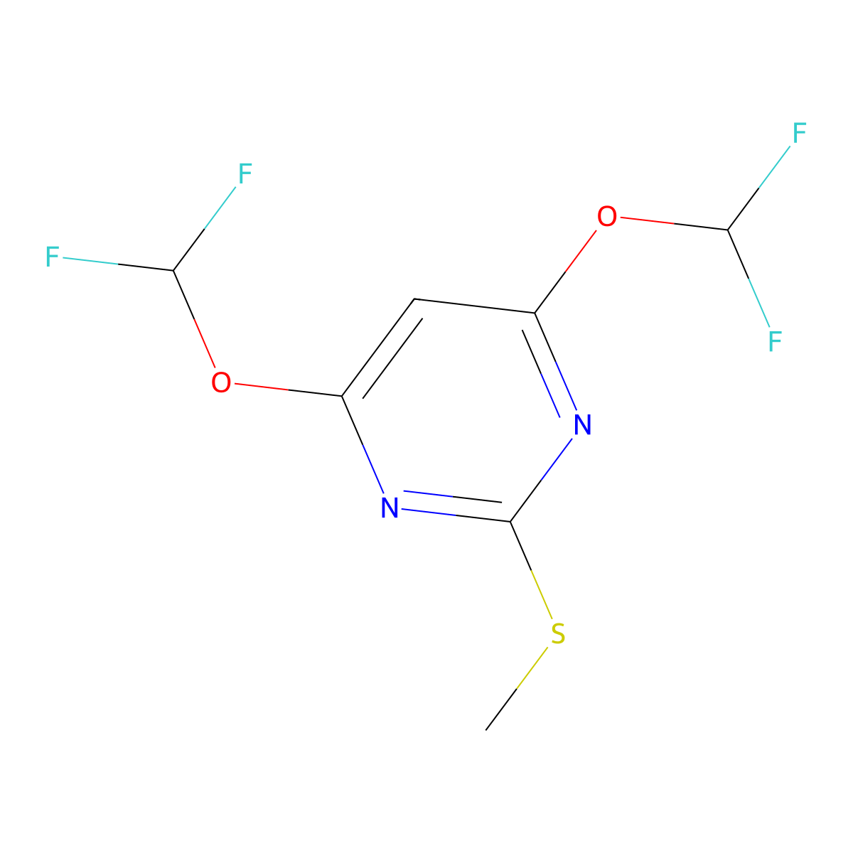 4,6-Bis(difluoromethoxy)-2-(methylsulfanyl)pyrimidine molecular structure, CAS 100478-25-9