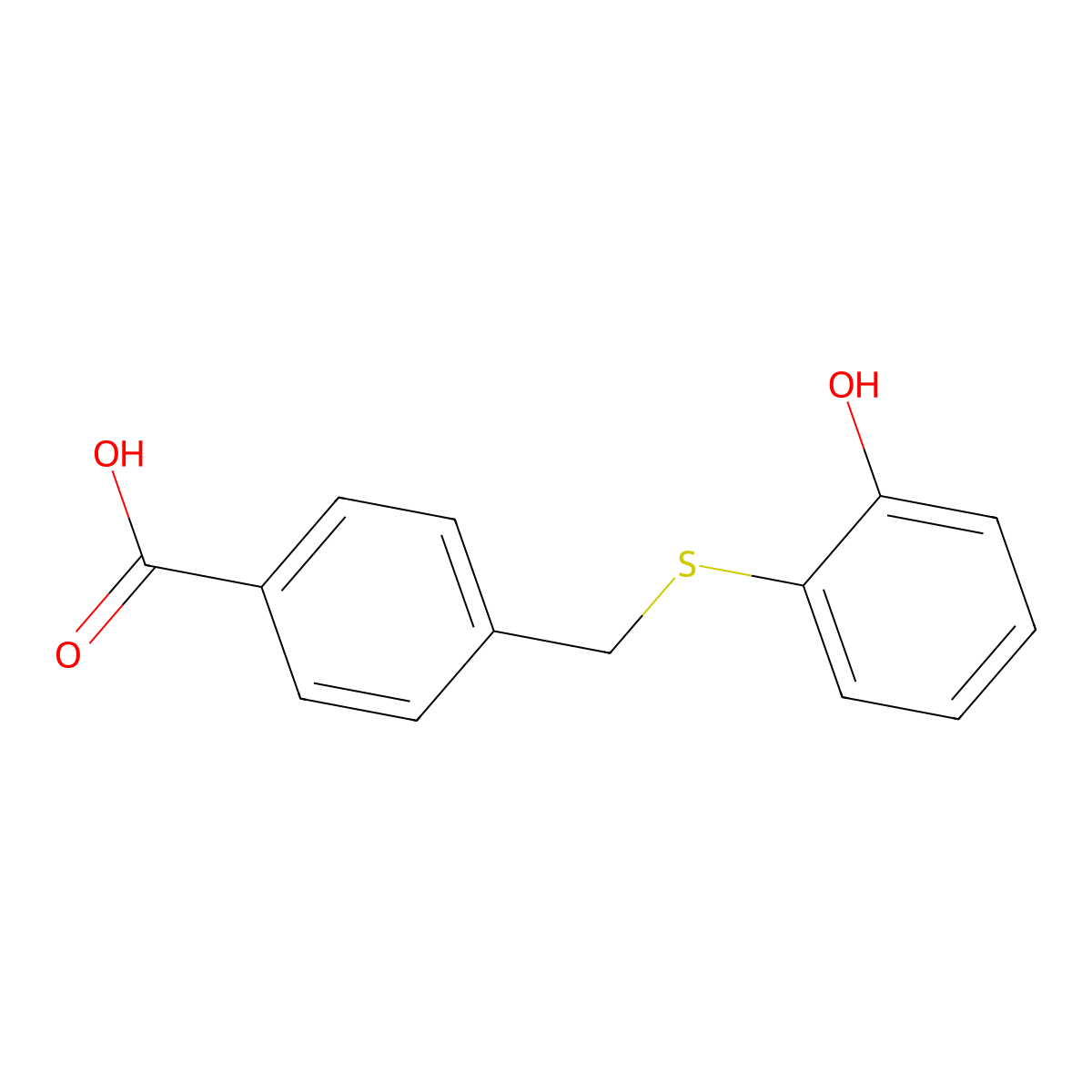 4-{[(2-Hydroxyphenyl)sulfanyl]methyl}benzoicacid molecular structure, CAS 1004781-83-2
