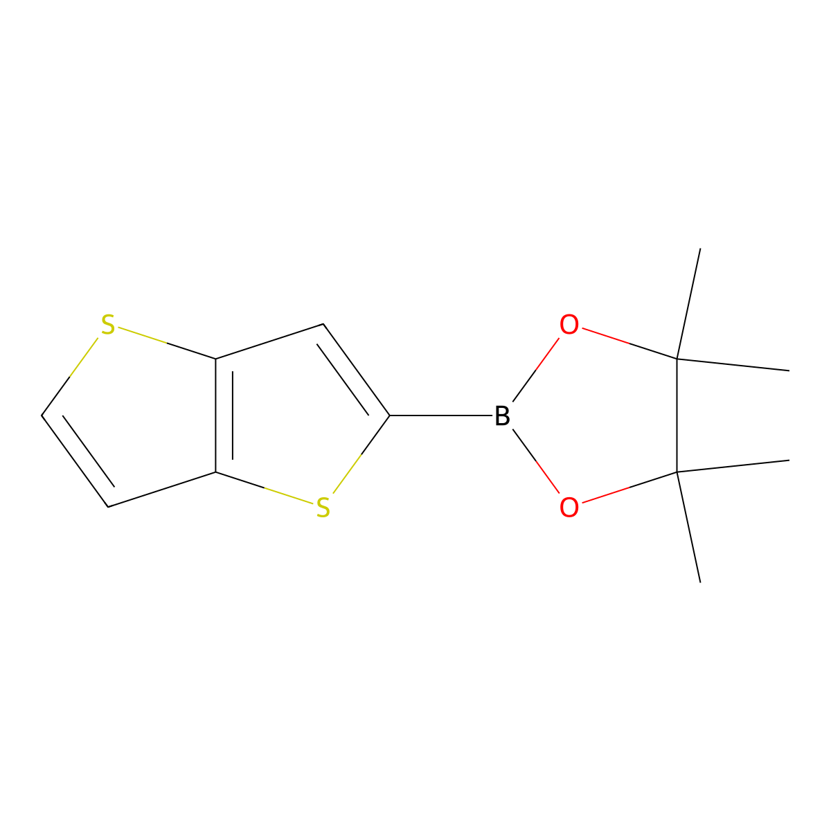 4,4,5,5-Tetramethyl-2-(thieno[3,2-b]thiophen-2-yl)-1,3,2-dioxaborolane molecular structure, CAS 1004784-50-2