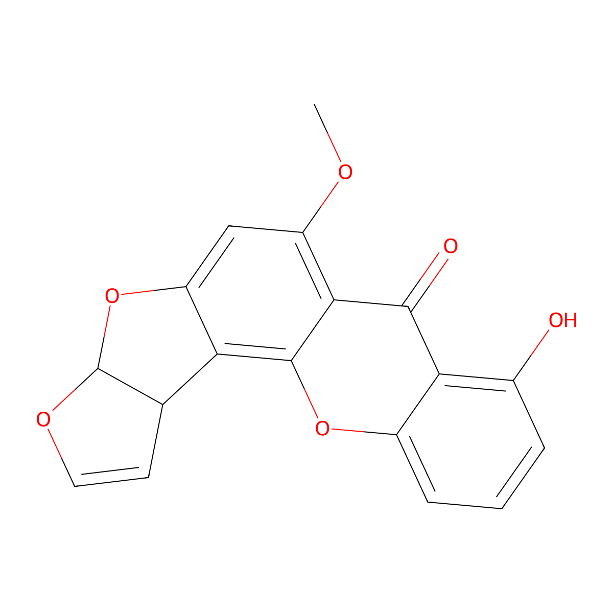 Sterigmatocystin molecular structure, CAS 10048-13-2