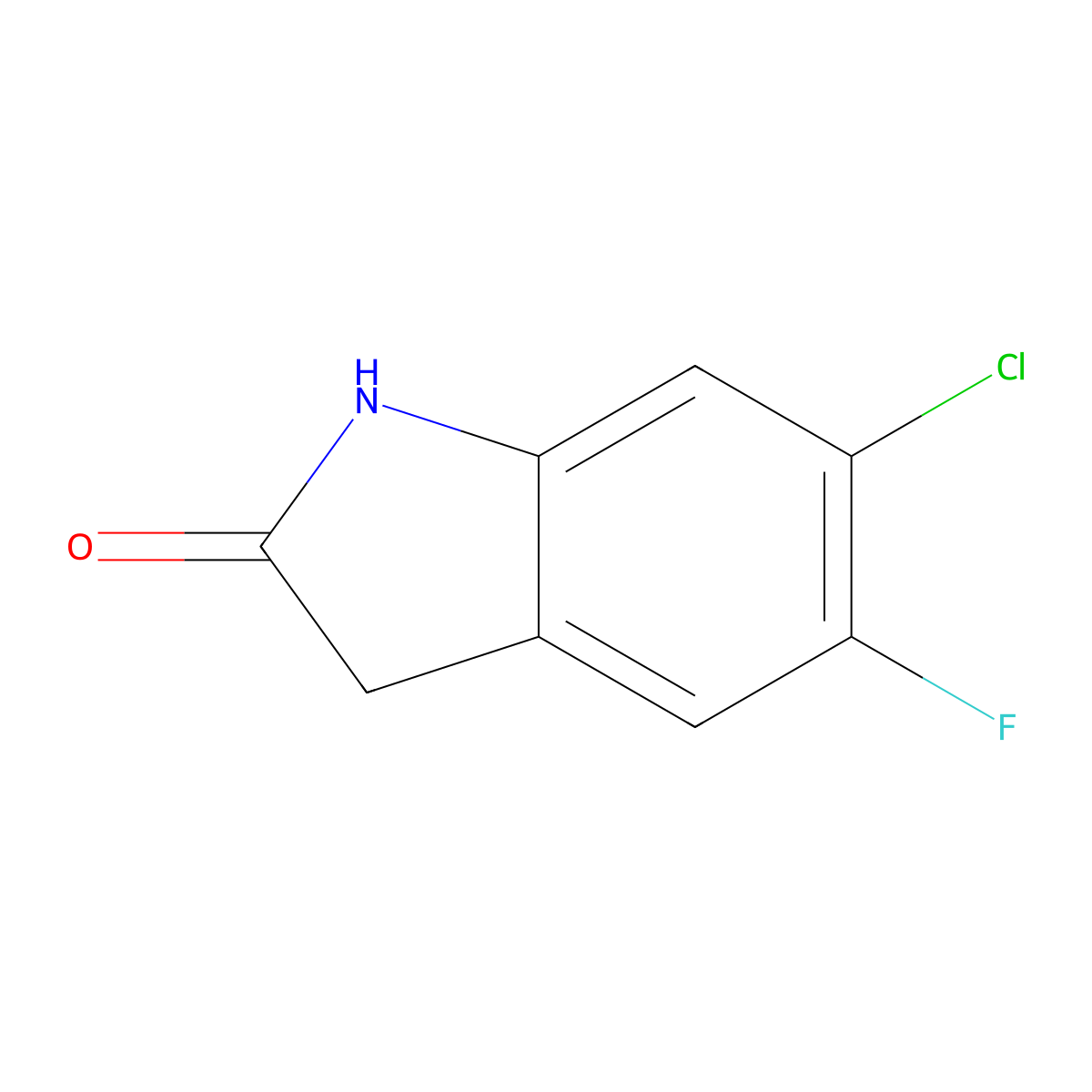 6-Chloro-5-fluoroindolin-2-one molecular structure, CAS 100487-74-9