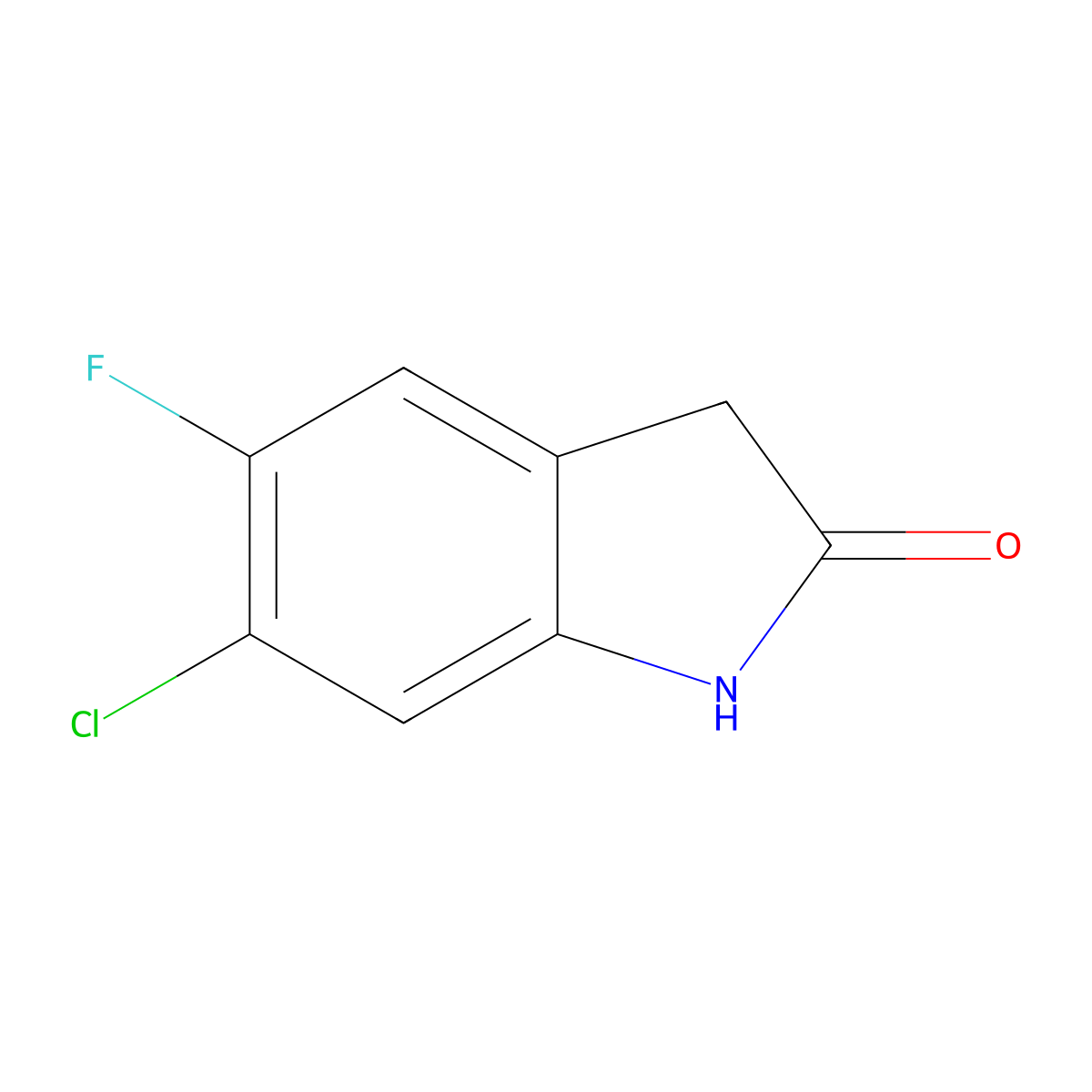 6-Chloro-5-fluoroindolin-2-one molecular structure, CAS 100487-74-9
