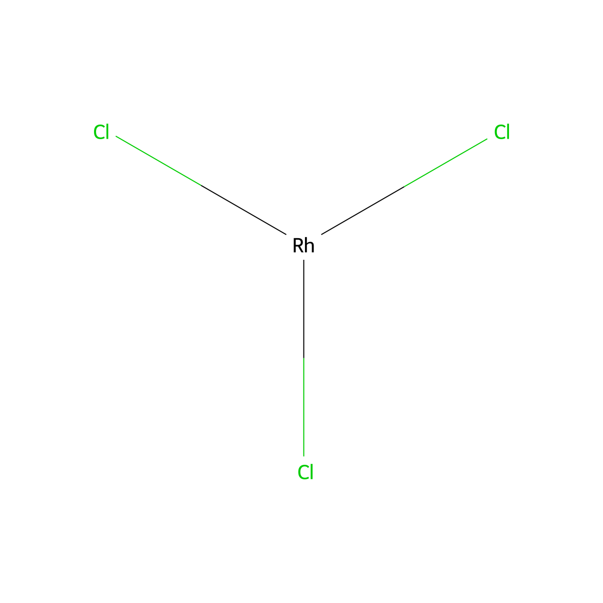 Rhodium chloride molecular structure, CAS 10049-07-7