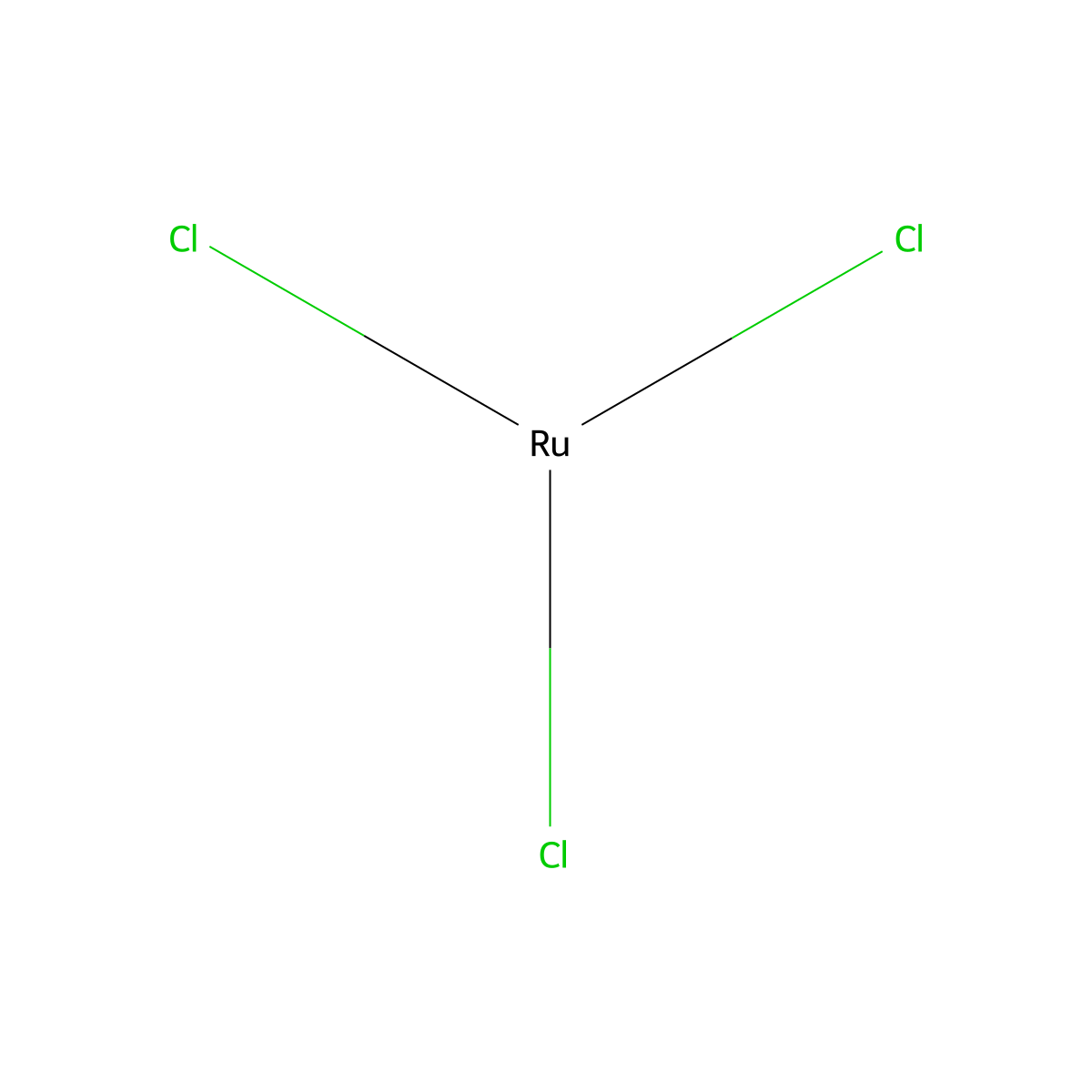 Ruthenium trichloride molecular structure, CAS 10049-08-8