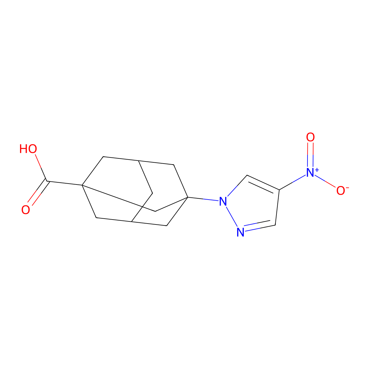3-(4-Nitro-1H-pyrazol-1-yl)adamantane-1-carboxylic acid molecular structure, CAS 1004944-58-4