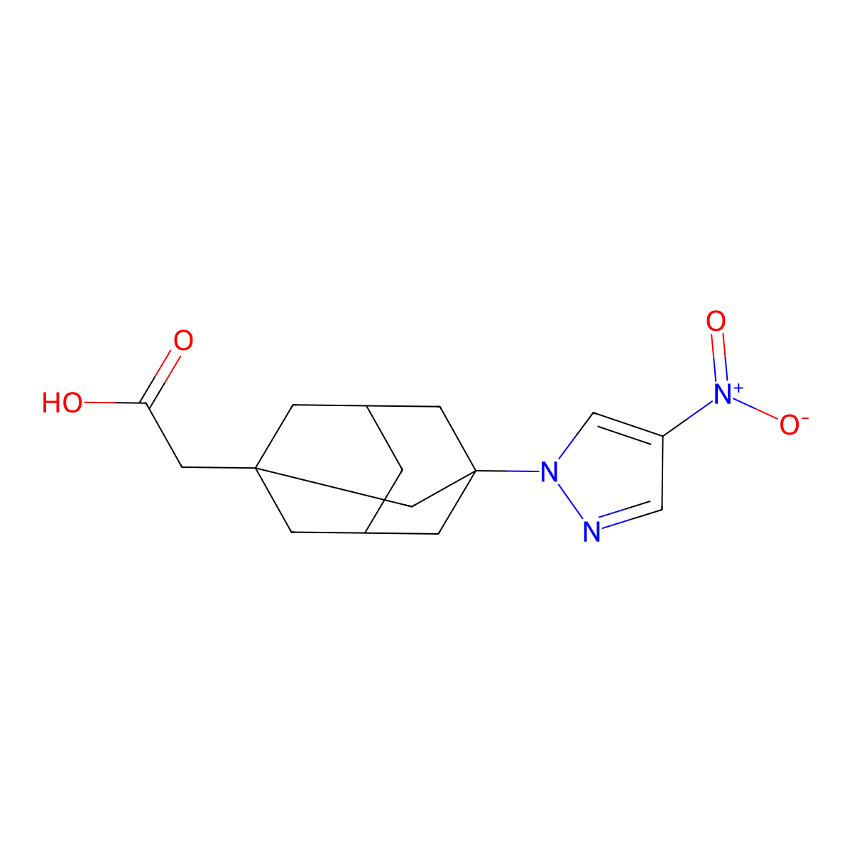 [3-(4-Nitro-1H-pyrazol-1-yl)-1-adamantyl]acetic acid molecular structure, CAS 1004944-60-8