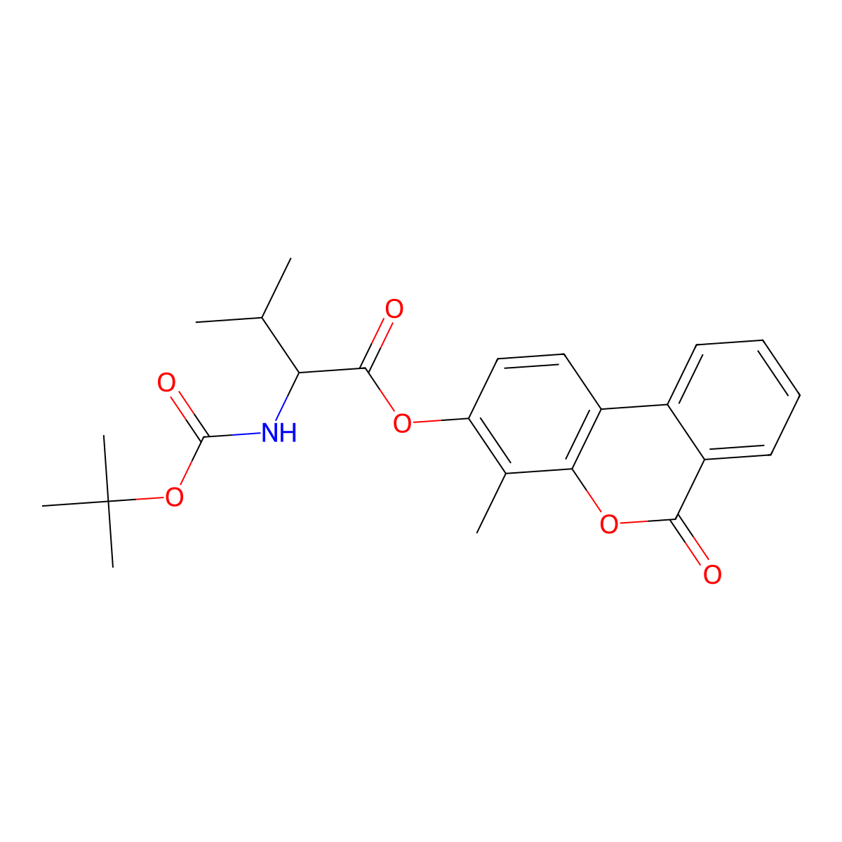 4-Methyl-6-oxo-6H-dibenzo[b,d]pyran-3-yl N-(tert-butoxycarbonyl)-L-valinate molecular structure, CAS 1004944-61-9
