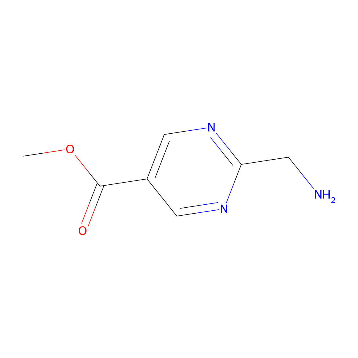 Methyl 2-(aminomethyl)pyrimidine-5-carboxylate molecular structure, CAS 1004973-23-2
