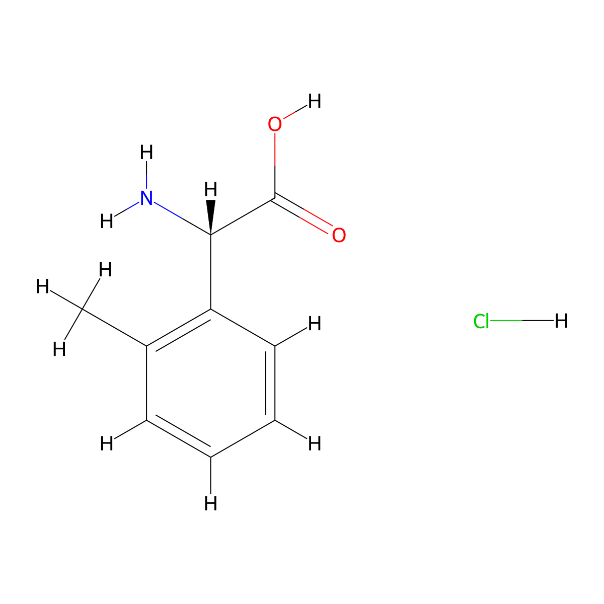 (S)-2-Amino-2-(o-tolyl)acetic acid hydrochloride molecular structure, CAS 1004980-56-6