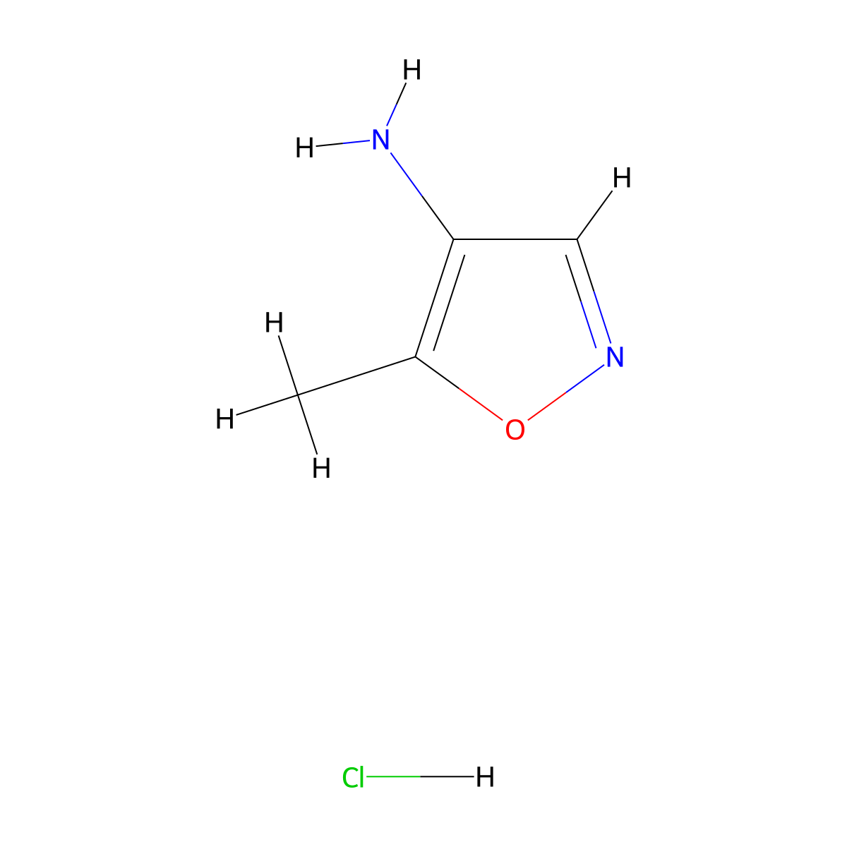 5-Methyl-1,2-oxazol-4-amine hydrochloride molecular structure, CAS 100499-66-9