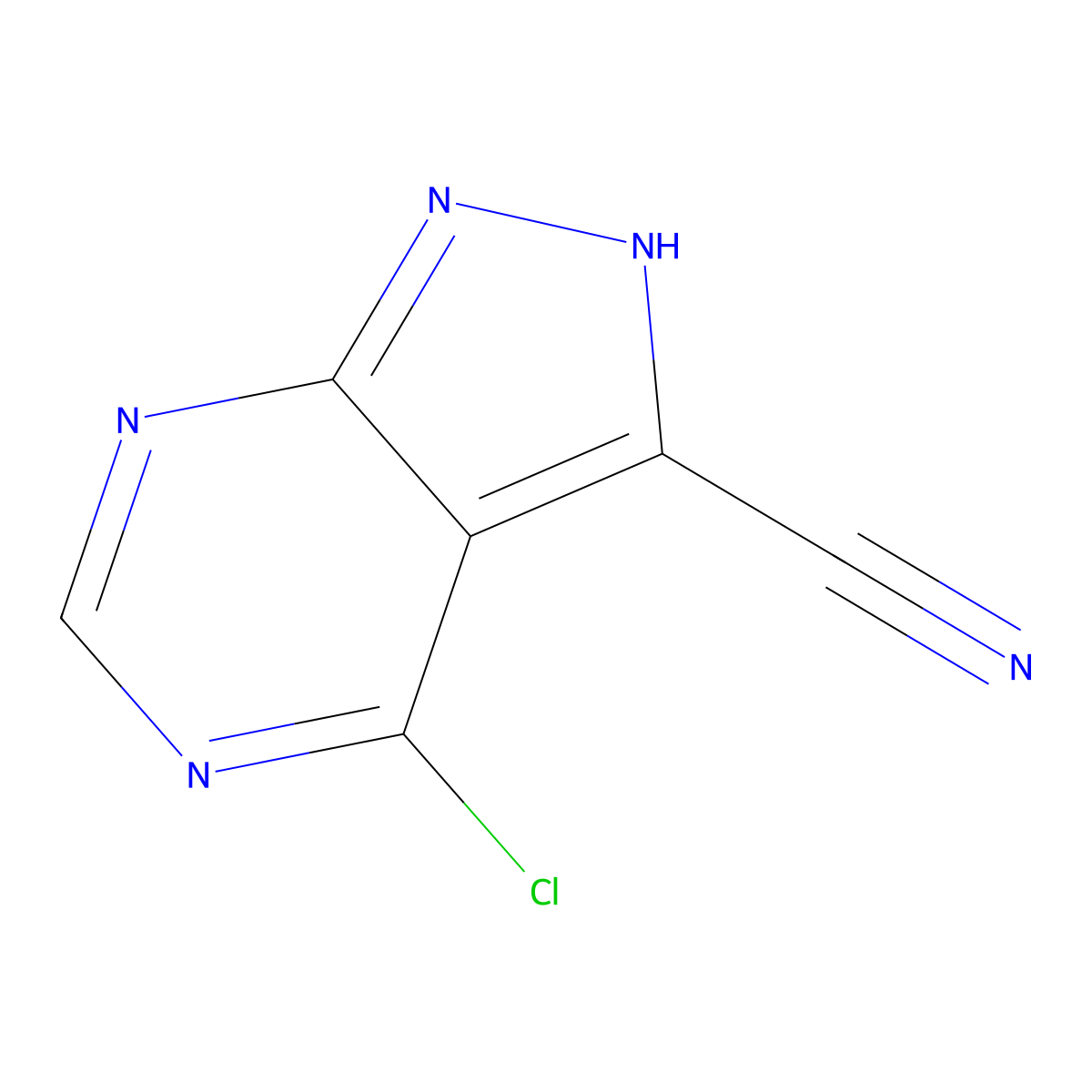 4-chloro-1H-pyrazolo[3,4-d]pyrimidine-3-carbonitrile molecular structure, CAS 1004991-91-6