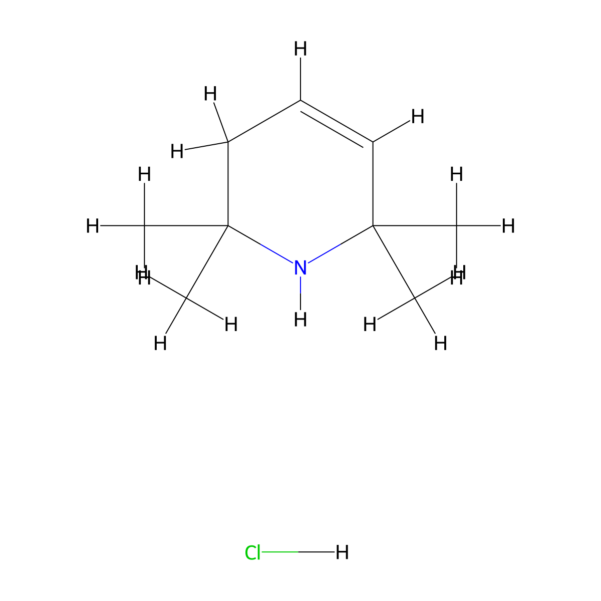 Pyridine, 1,2,3,6-tetrahydro-2,2,6,6-tetramethyl-, hydrochloride molecular structure, CAS 1005-71-6