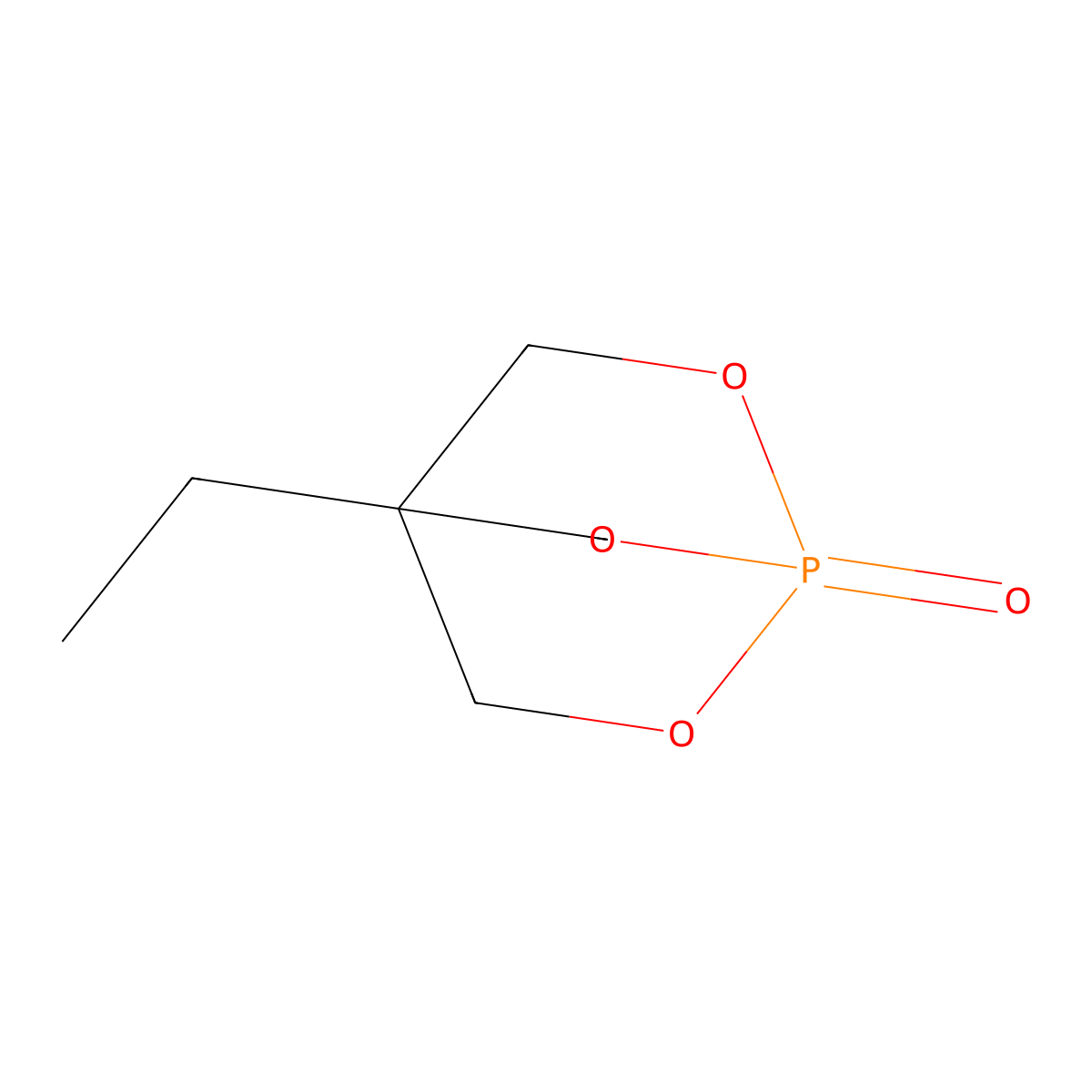 Trimethylolpropane phosphate molecular structure, CAS 1005-93-2