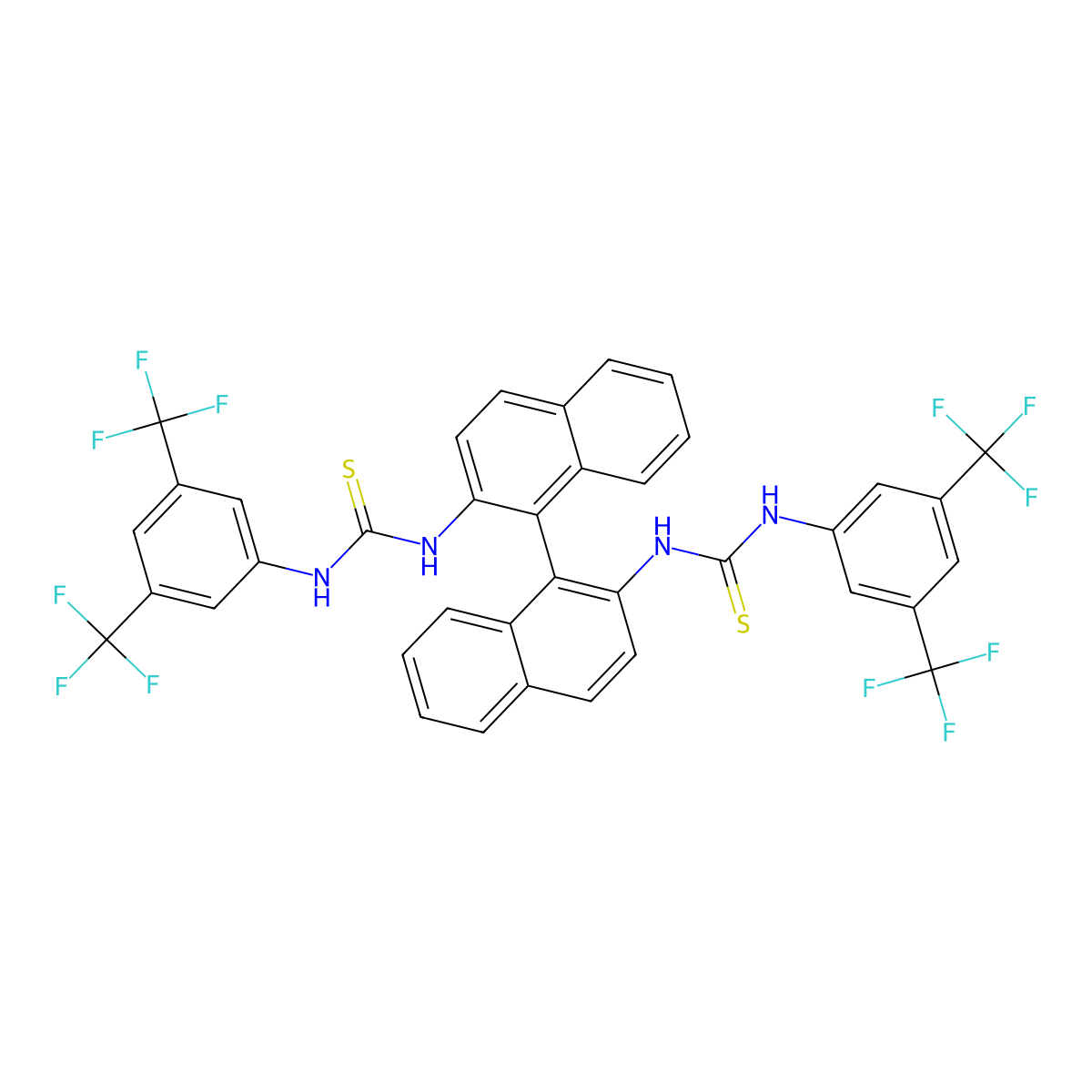 N,N'-(R)-(1,1'-Binaphthalene)-2,2'-diylbis[N'-[3,5-bis(trifluoromethyl)phenyl]thiourea molecular structure, CAS 1005003-43-9