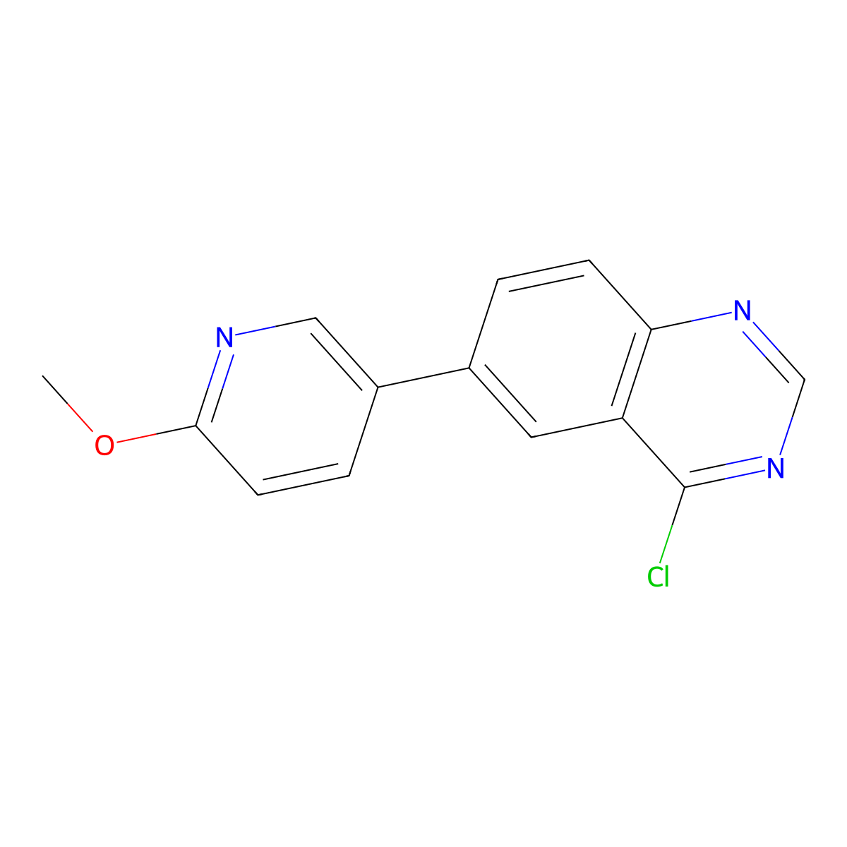 4-Chloro-6-(6-methoxy-3-pyridyl)quinazoline molecular structure, CAS 1005009-91-5
