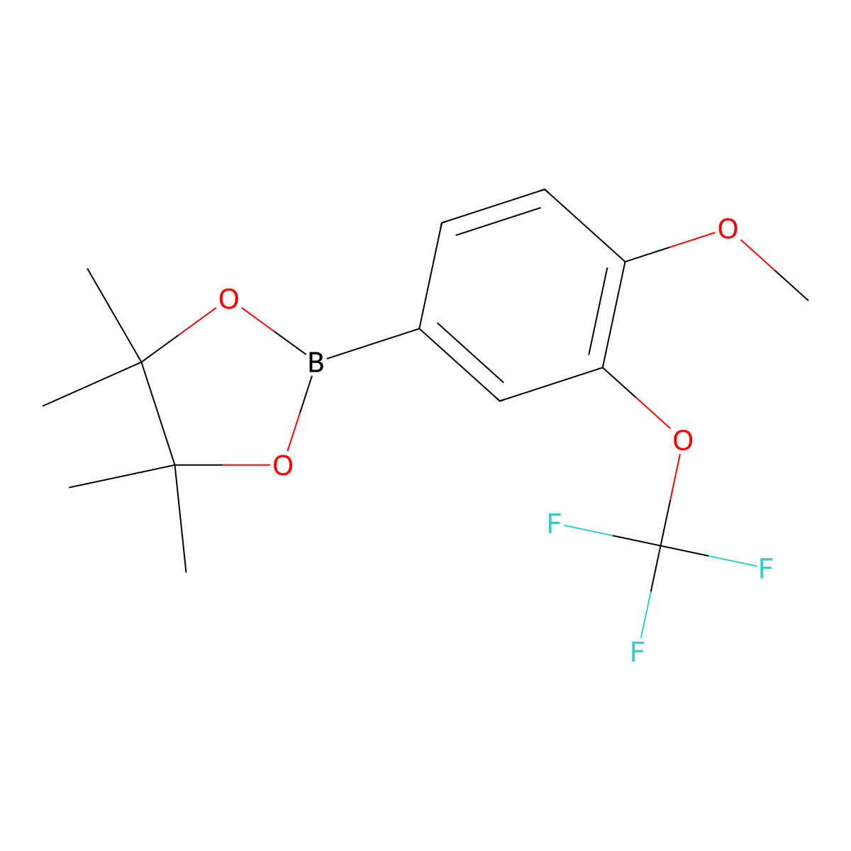 1,3,2-Dioxaborolane, 2-[4-methoxy-3-(trifluoromethoxy)phenyl]-4,4,5,5-tetramethyl- molecular structure, CAS 1005009-96-0