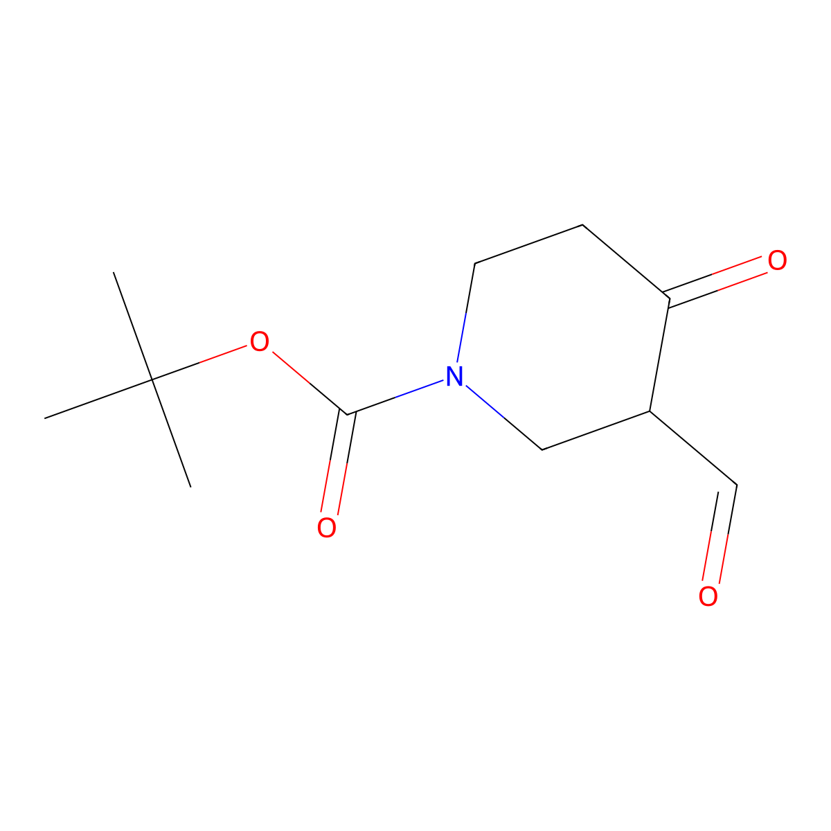 Tert-butyl 3-formyl-4-oxopiperidine-1-carboxylate molecular structure, CAS 100501-55-1