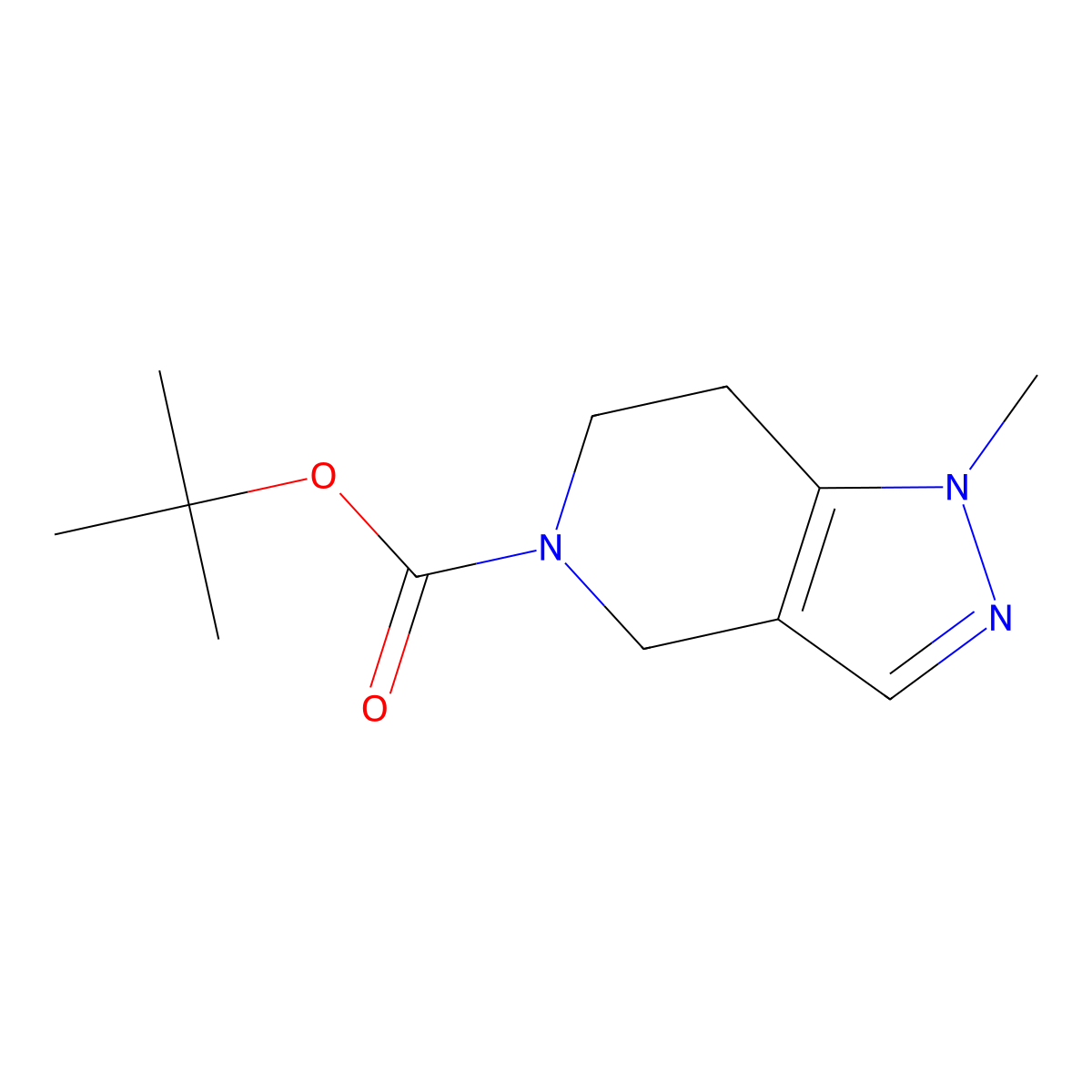 tert-Butyl 1-methyl-6,7-dihydro-1H-pyrazolo[4,3-c]pyridine-5(4H)-carboxylate molecular structure, CAS 100501-56-2