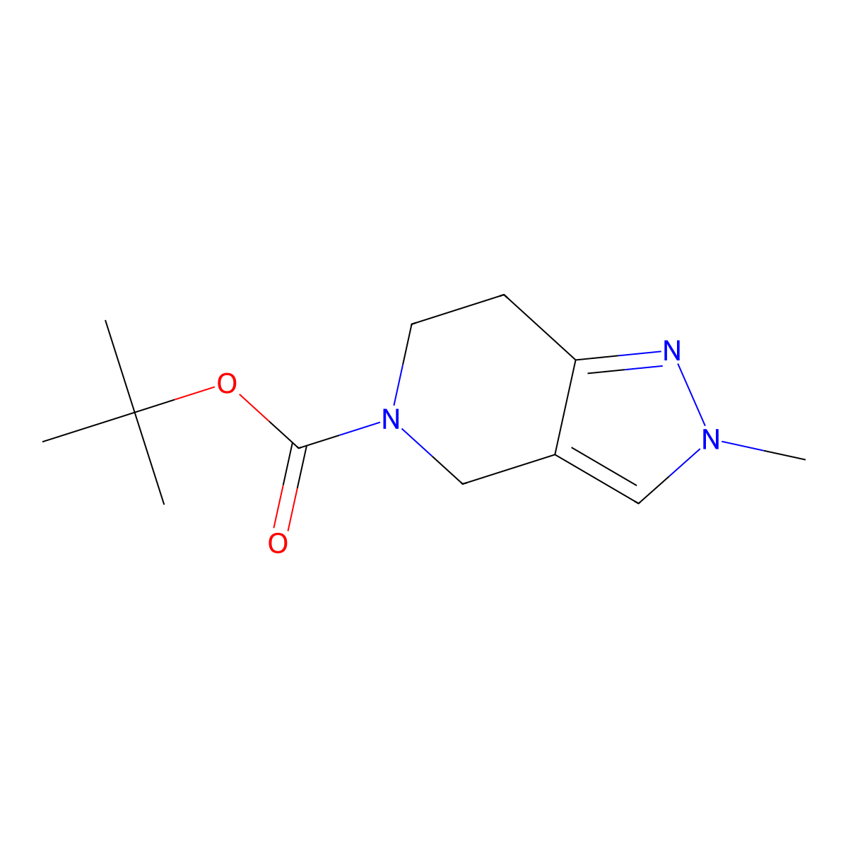 tert-Butyl 2-methyl-6,7-dihydro-2H-pyrazolo[4,3-c]pyridine-5(4H)-carboxylate molecular structure, CAS 100501-57-3