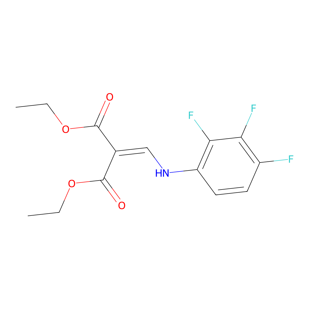 1,3-Diethyl 2-[[(2,3,4-trifluorophenyl)amino]methylene]propanedioate molecular structure, CAS 100501-60-8