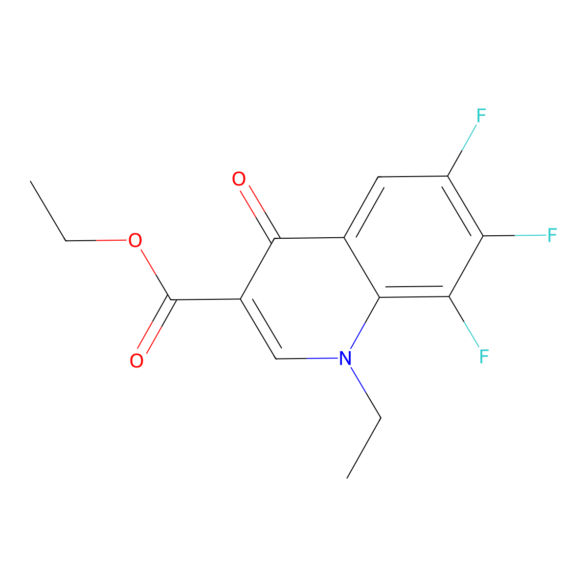 Ethyl 1-ethyl-6,7,8-trifluoro-1,4-dihydro-4-oxoquinoline-3-carboxylate molecular structure, CAS 100501-62-0