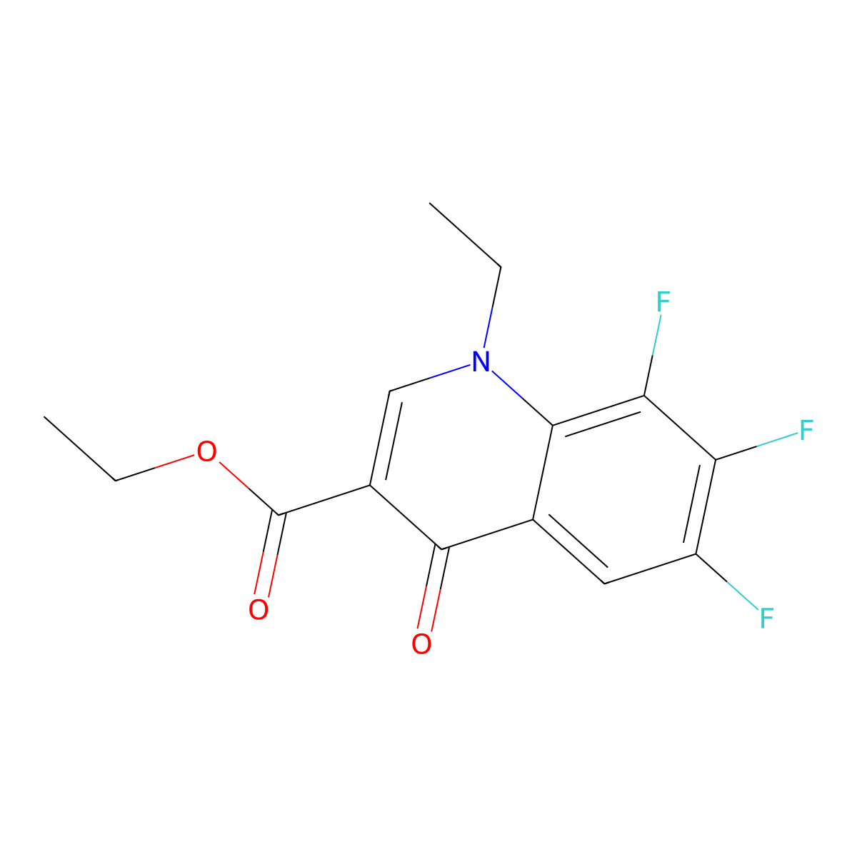 Ethyl 1-ethyl-6,7,8-trifluoro-1,4-dihydro-4-oxoquinoline-3-carboxylate molecular structure, CAS 100501-62-0