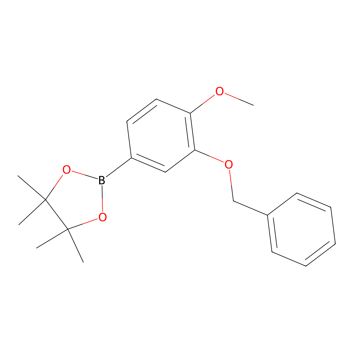 2-Benzyloxy-4-(4,4,5,5-tetramethyl-1,3,2-dioxaborolan-2-YL)anisole molecular structure, CAS 1005010-03-6