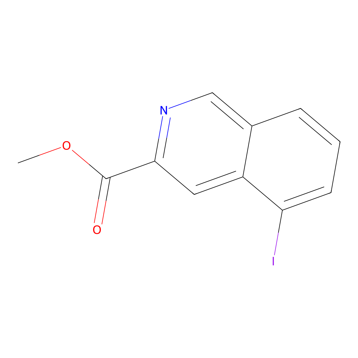 Methyl 5-iodoisoquinoline-3-carboxylate molecular structure, CAS 1005029-80-0