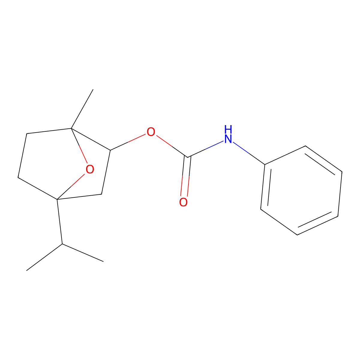 4-isopropyl-1-methyl-7-oxabicyclo[2.2.1]hept-2-yl N-phenylcarbamate molecular structure, CAS 1005034-97-8