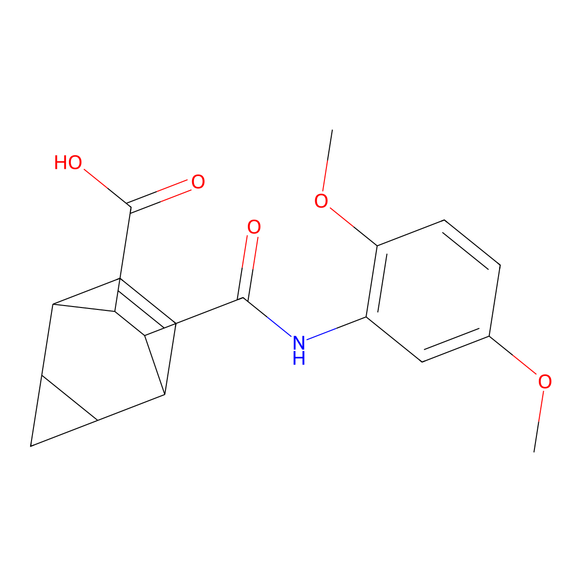 7-[(2,5-Dimethoxyanilino)carbonyl]tricyclo[3.2.2.0~2,4~]non-8-ene-6-carboxylic acid molecular structure, CAS 1005035-07-3