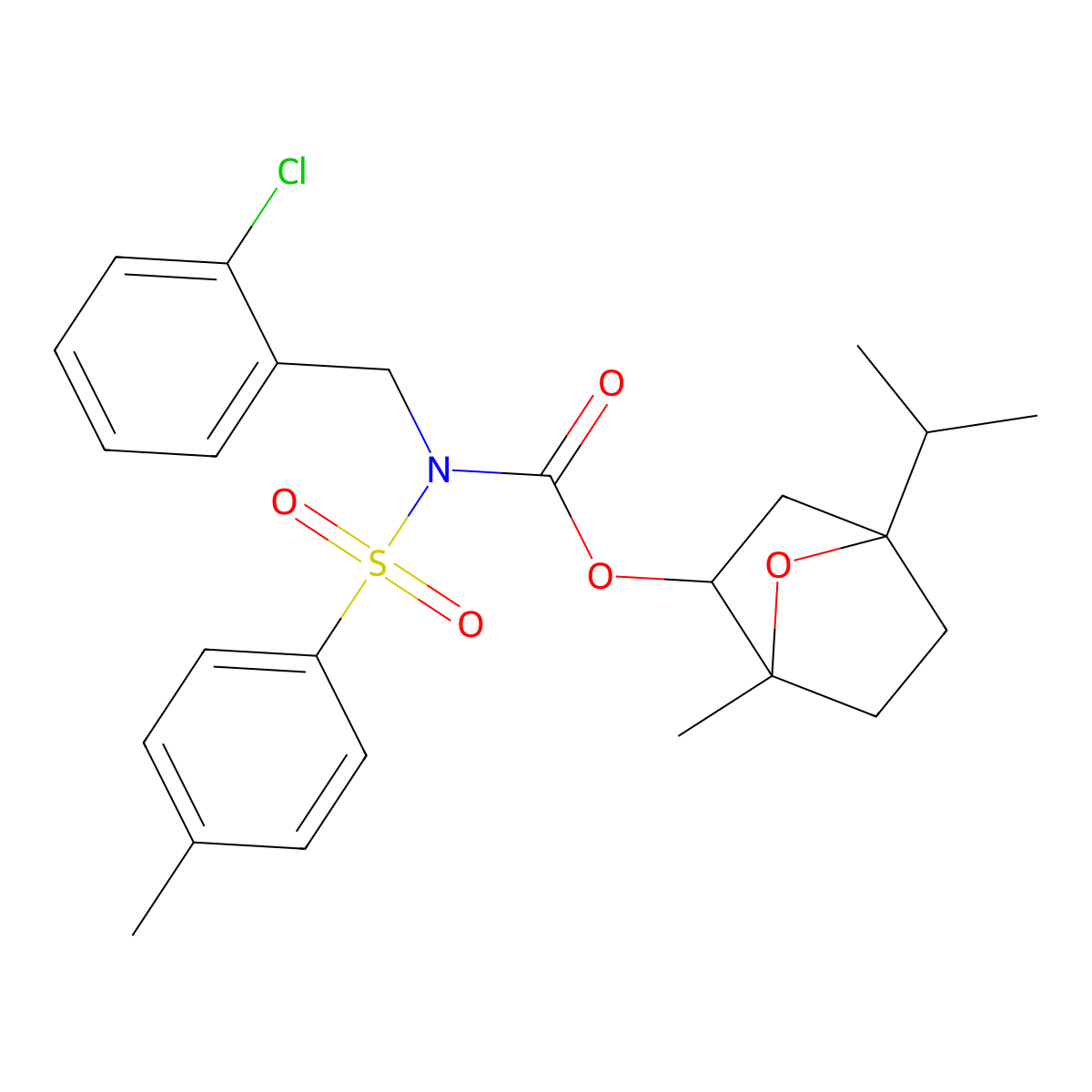 4-isopropyl-1-methyl-7-oxabicyclo[2.2.1]hept-2-yl N-(2-chlorobenzyl)-N-[(4-methylphenyl)sulfonyl]carbamate molecular structure, CAS 1005035-27-7