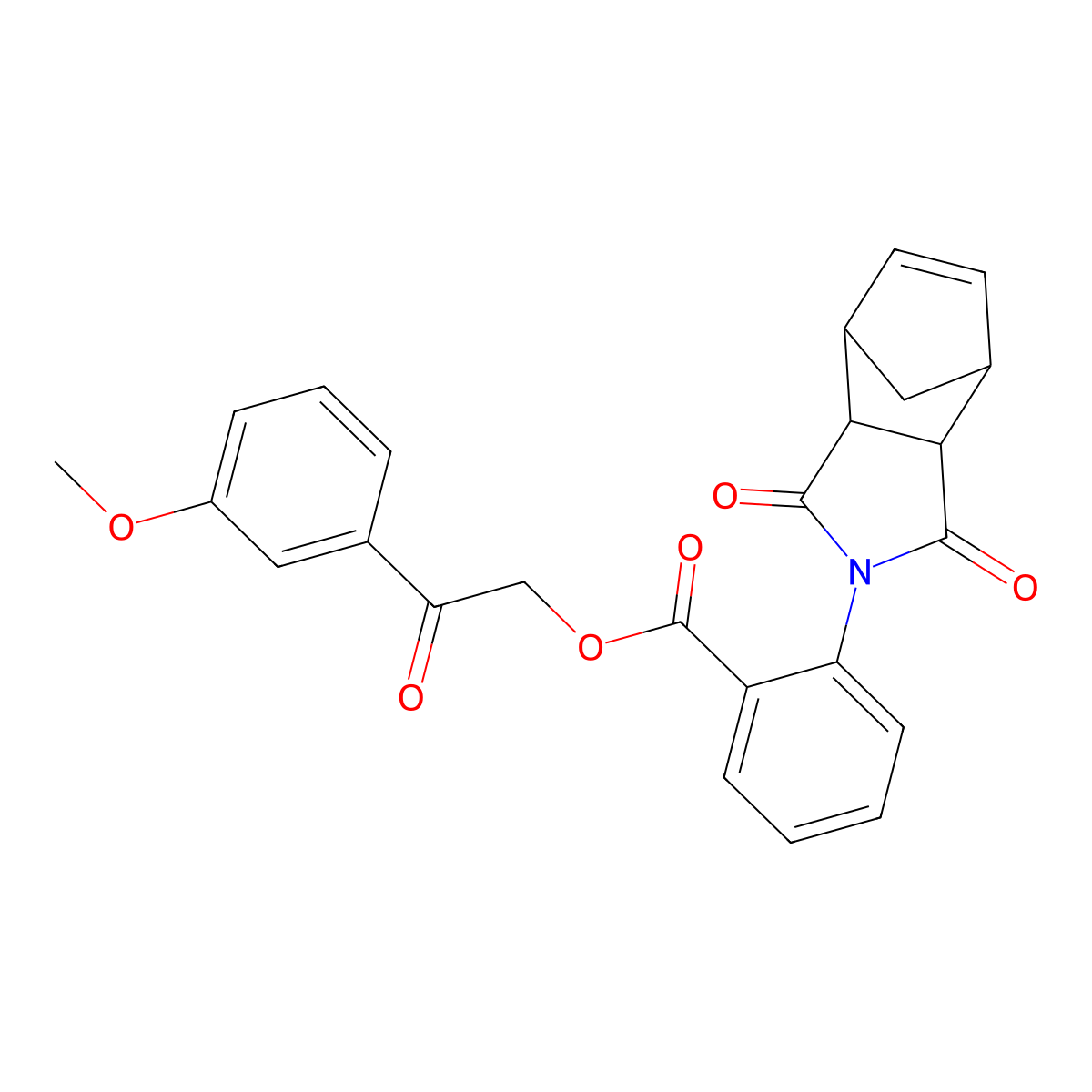 2-(3-methoxyphenyl)-2-oxoethyl 2-(1,3-dioxo-1,3,3a,4,7,7a-hexahydro-2H-4,7-methanoisoindol-2-yl)benzoate molecular structure, CAS 1005035-49-3