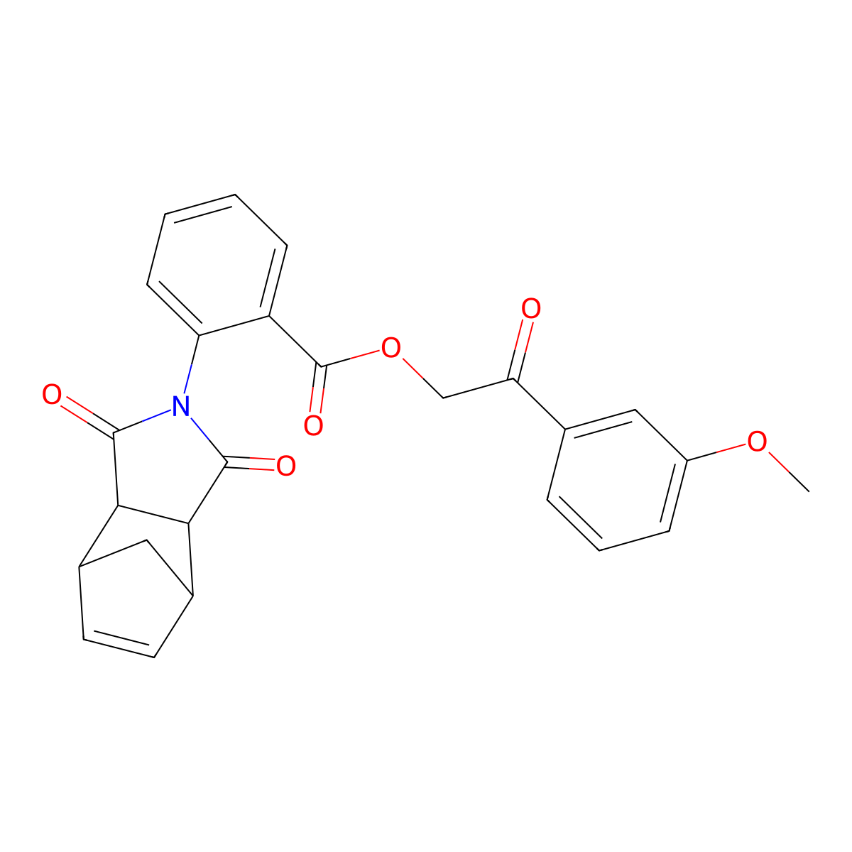 2-(3-methoxyphenyl)-2-oxoethyl 2-(1,3-dioxo-1,3,3a,4,7,7a-hexahydro-2H-4,7-methanoisoindol-2-yl)benzoate molecular structure, CAS 1005035-49-3