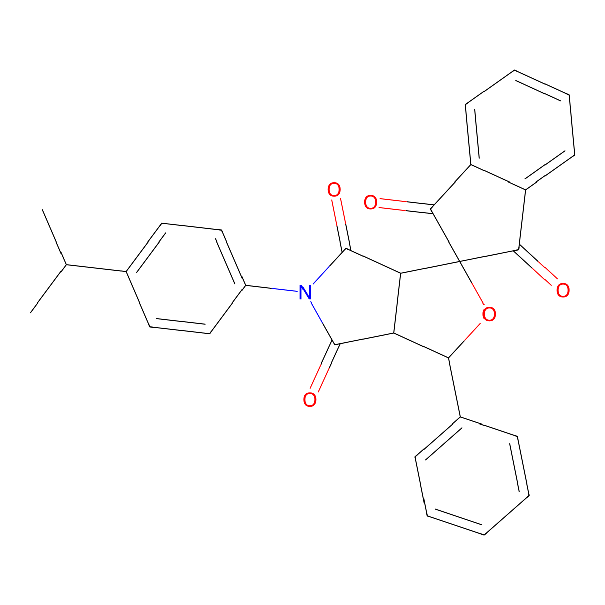 3-phenyl-5-[4-(propan-2-yl)phenyl]-3a,6a-dihydrospiro[furo[3,4-c]pyrrole-1,2'-indene]-1',3',4,6(3H,5H)-tetrone molecular structure, CAS 1005036-35-0