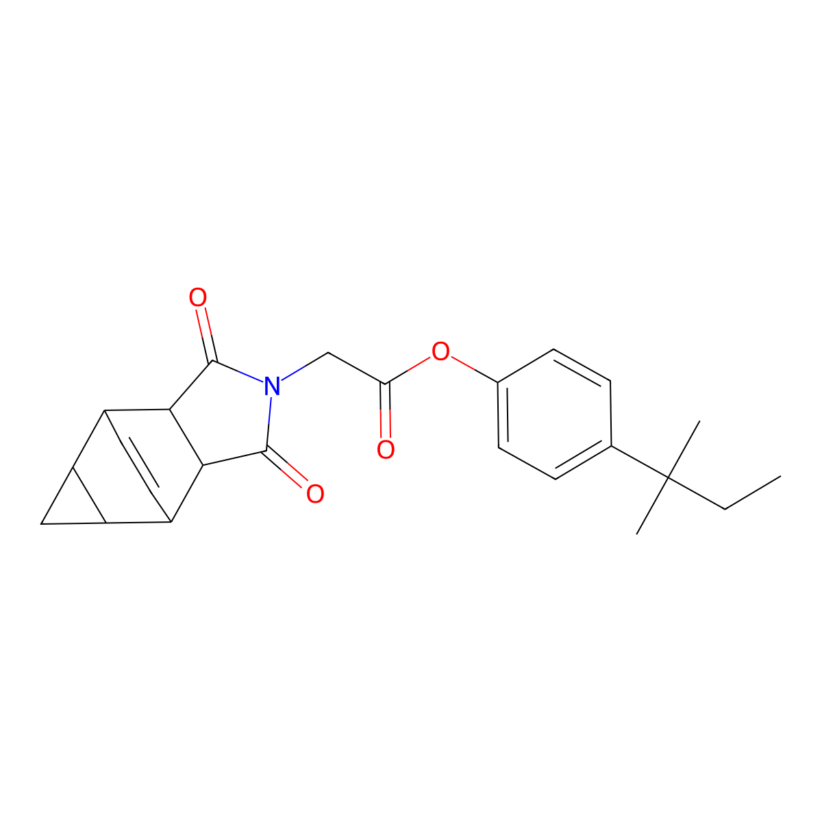 4-(2-methylbutan-2-yl)phenyl (1,3-dioxooctahydro-4,6-ethenocyclopropa[f]isoindol-2(1H)-yl)acetate molecular structure, CAS 1005036-38-3