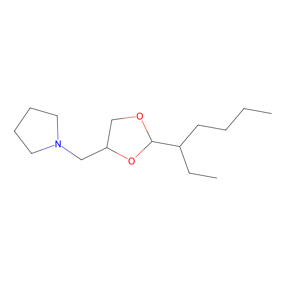 1-[(2-Heptan-3-yl-1,3-dioxolan-4-yl)methyl]pyrrolidine molecular structure, CAS 1005036-39-4