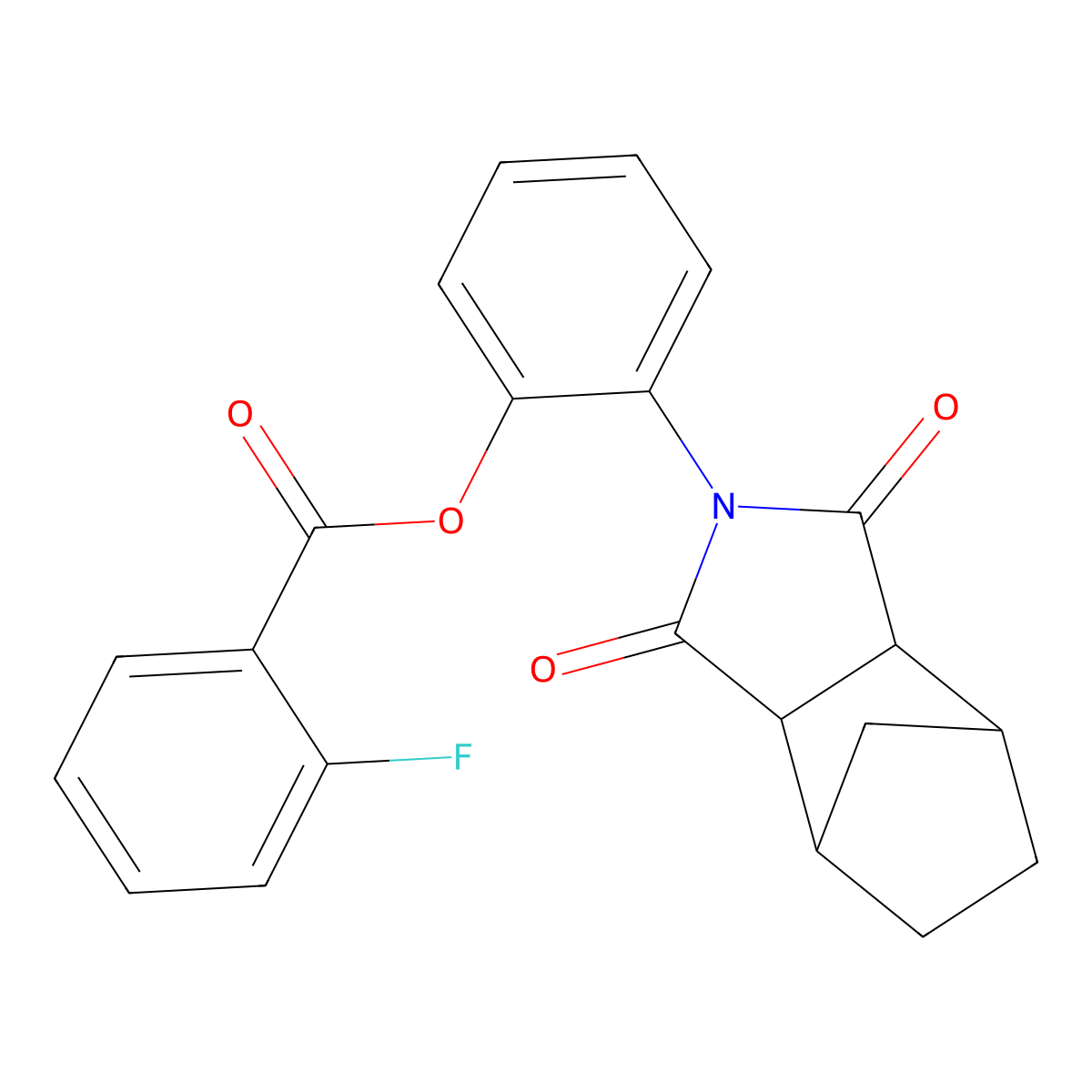 2-(1,3-dioxooctahydro-2H-4,7-methanoisoindol-2-yl)phenyl 2-fluorobenzoate molecular structure, CAS 1005036-46-3