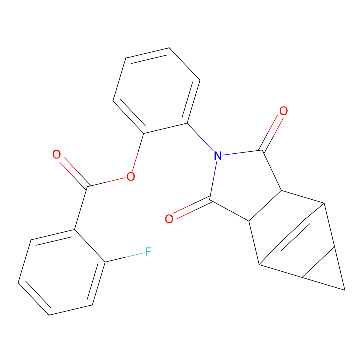 2-(1,3-dioxooctahydro-4,6-ethenocyclopropa[f]isoindol-2(1H)-yl)phenyl 2-fluorobenzoate molecular structure, CAS 1005036-50-9