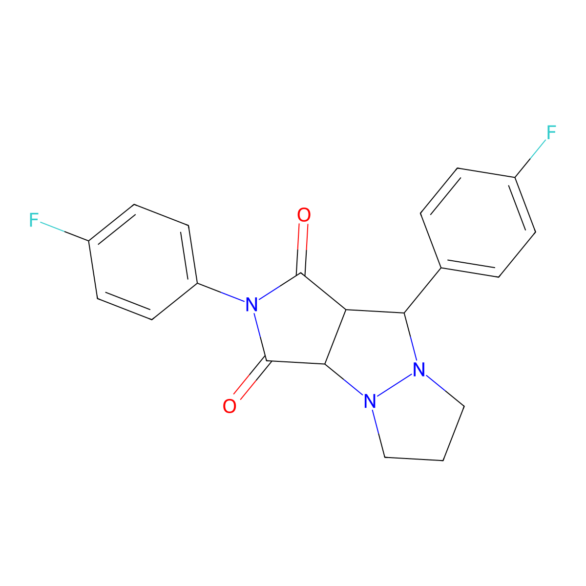 2,9-bis(4-fluorophenyl)hexahydro-1H-pyrazolo[1,2-a]pyrrolo[3,4-c]pyrazole-1,3(2H)-dione molecular structure, CAS 1005036-53-2